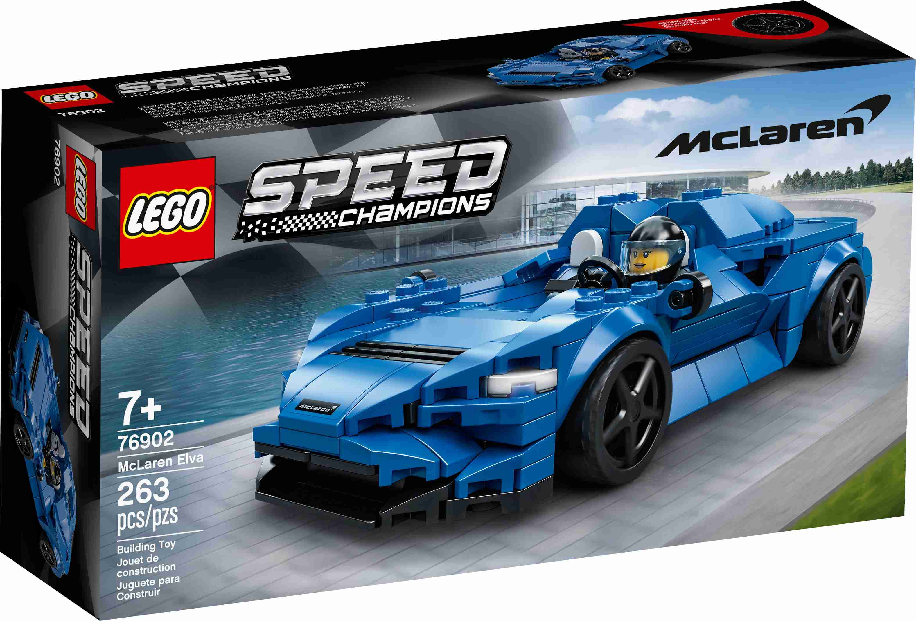 LEGO 76902 Speed Champions McLaren Elva Rennwagen, Modellauto zum selber Bauen