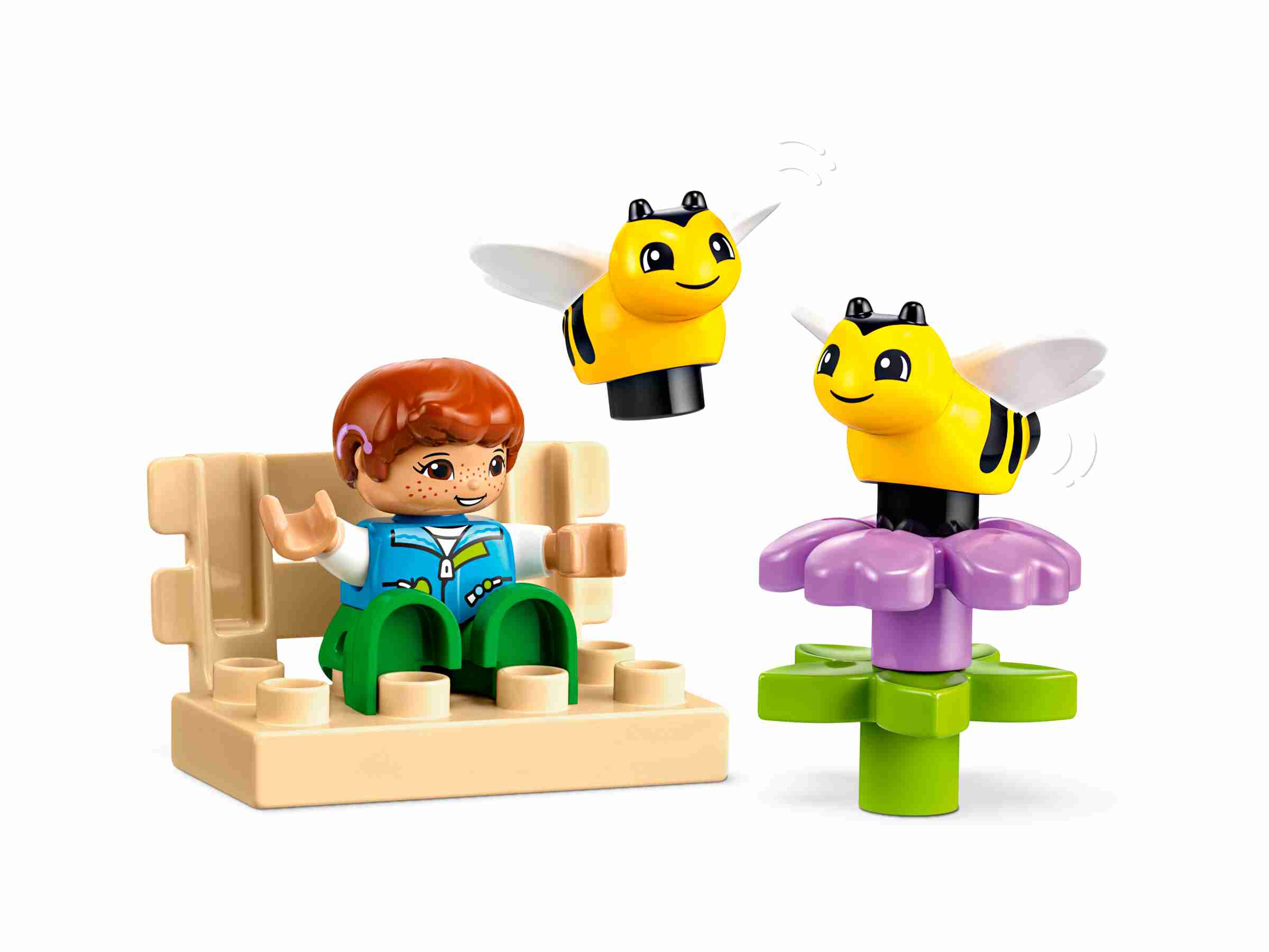 LEGO 10419 DUPLO Imkerei und Bienenstöcke, 2 Bienen, Blumen, LKW