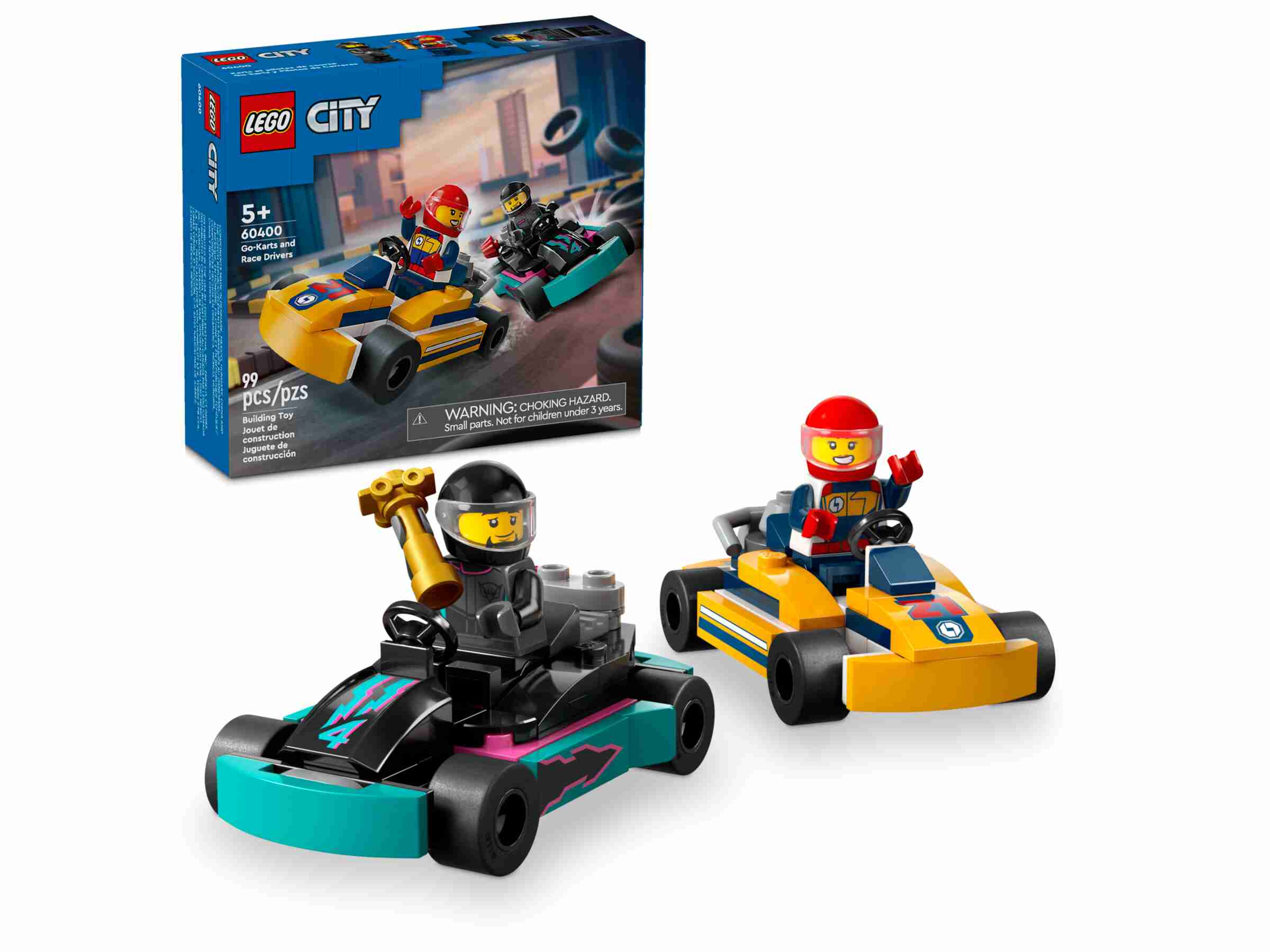 LEGO 60400 City Go-Karts mit Rennfahrern, 2 Minifiguren und ein Siegerpokal