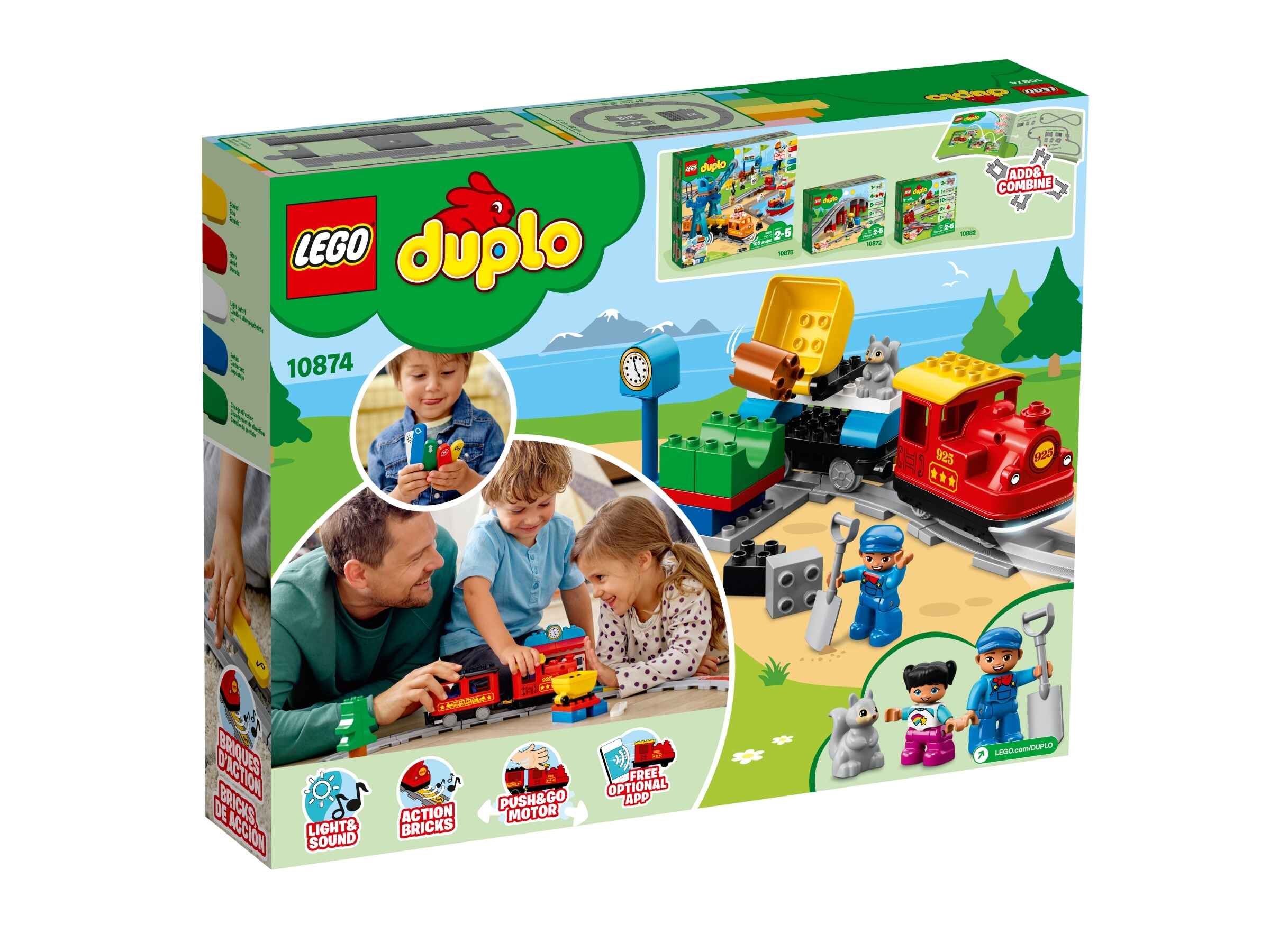 LEGO 10874 DUPLO Dampfeisenbahn, Spielzeugeisenbahn mit Licht & Geräuschen