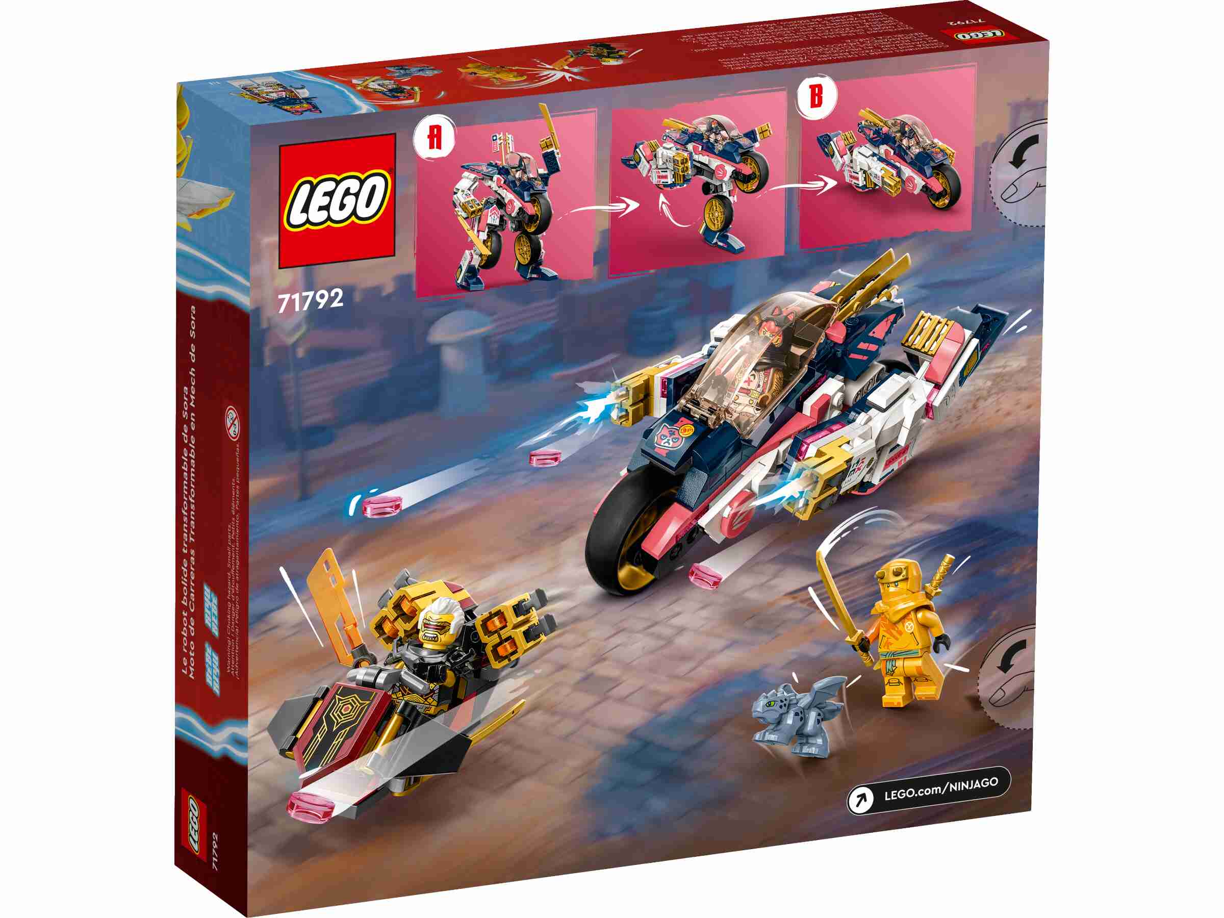 LEGO 71792 NINJAGO Soras Mech-Bike, 3 Minifiguren, Gleiter mit 2 Shootern