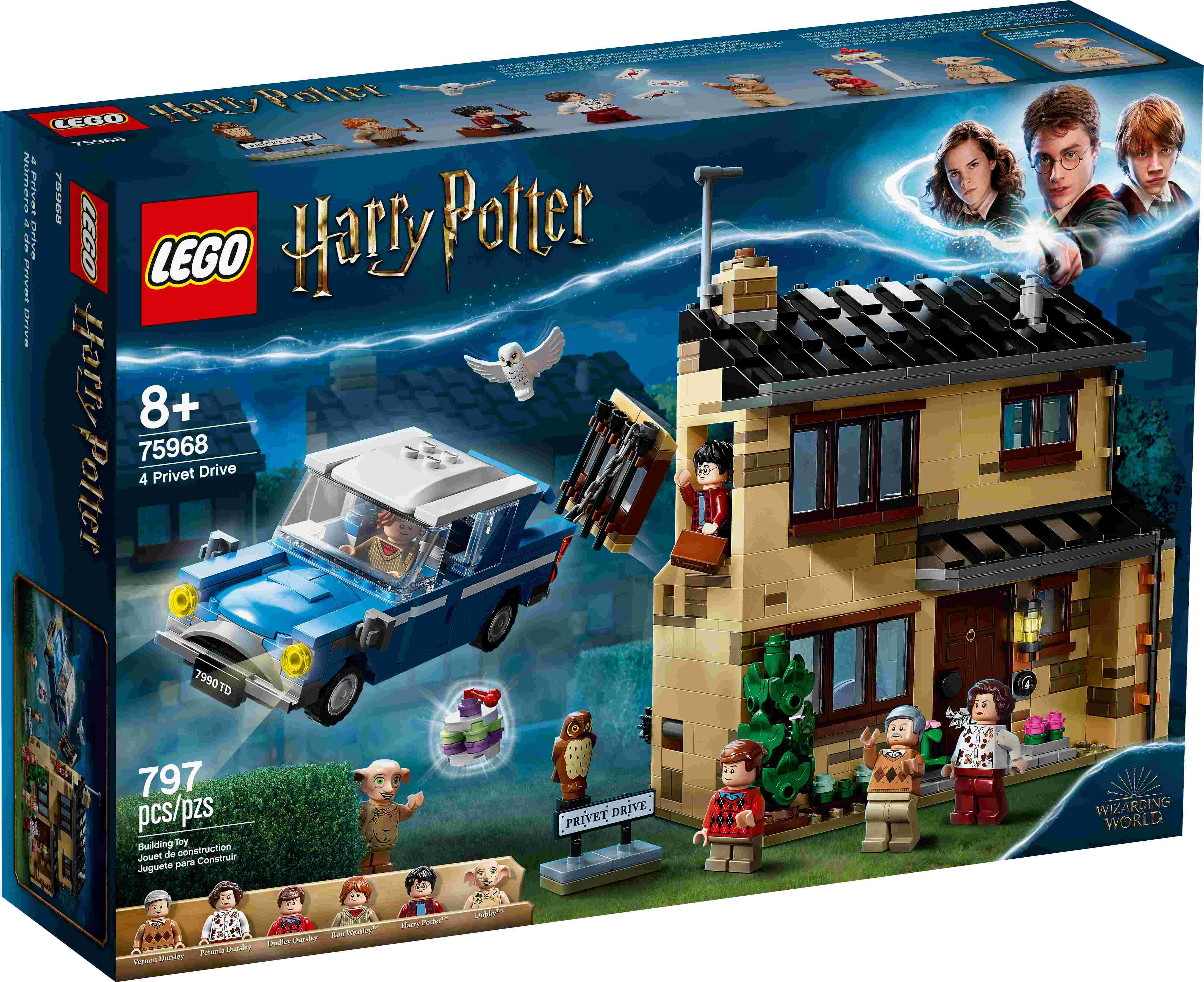 LEGO 75968 Harry Potter Ligusterweg 4, 6 Minifiguren, fliegender Ford Anglia