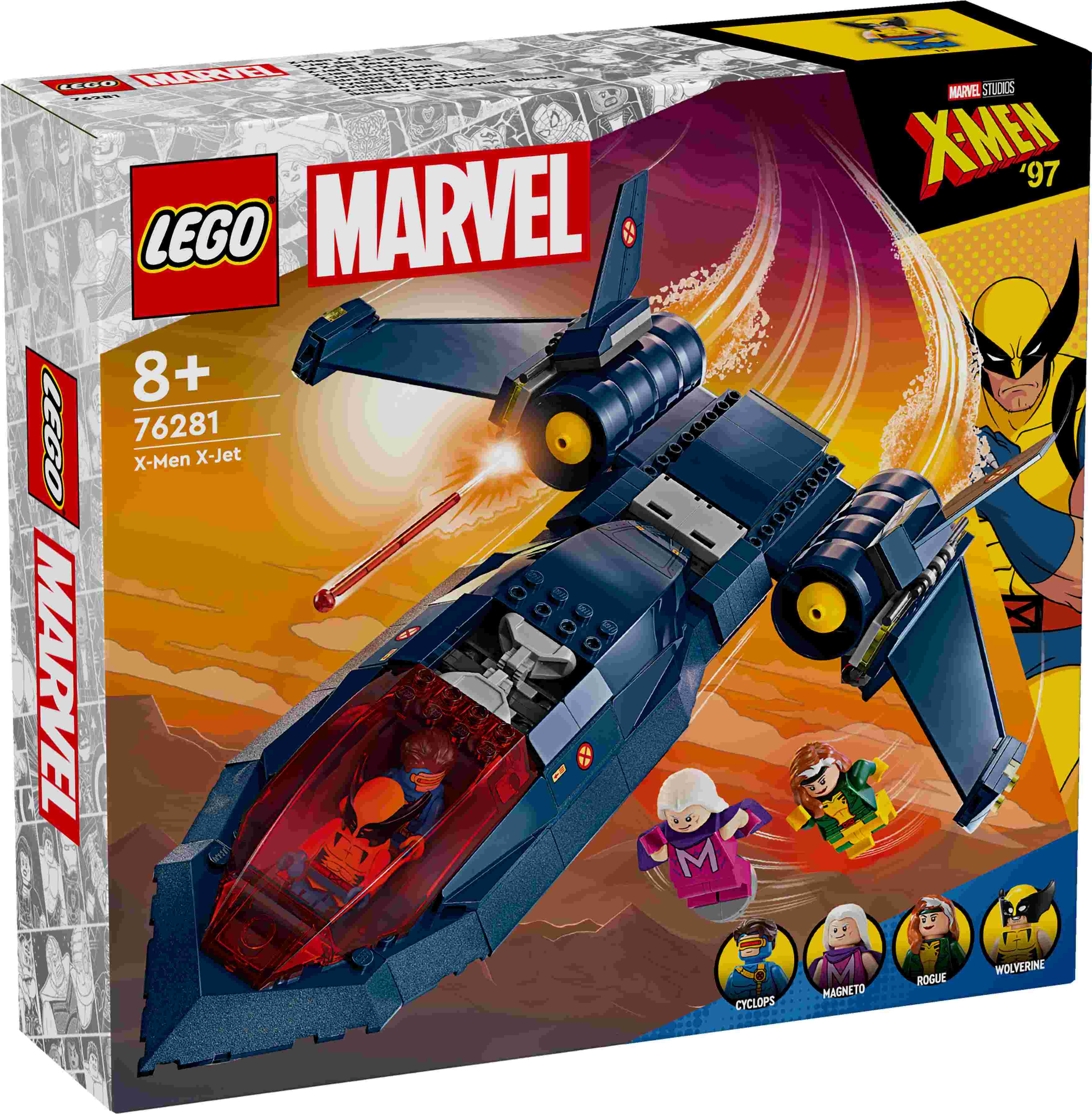 LEGO 76281 Marvel X-Jet der X-Men, 4 Minifiguren, 4 Shooter, 2 Kisten