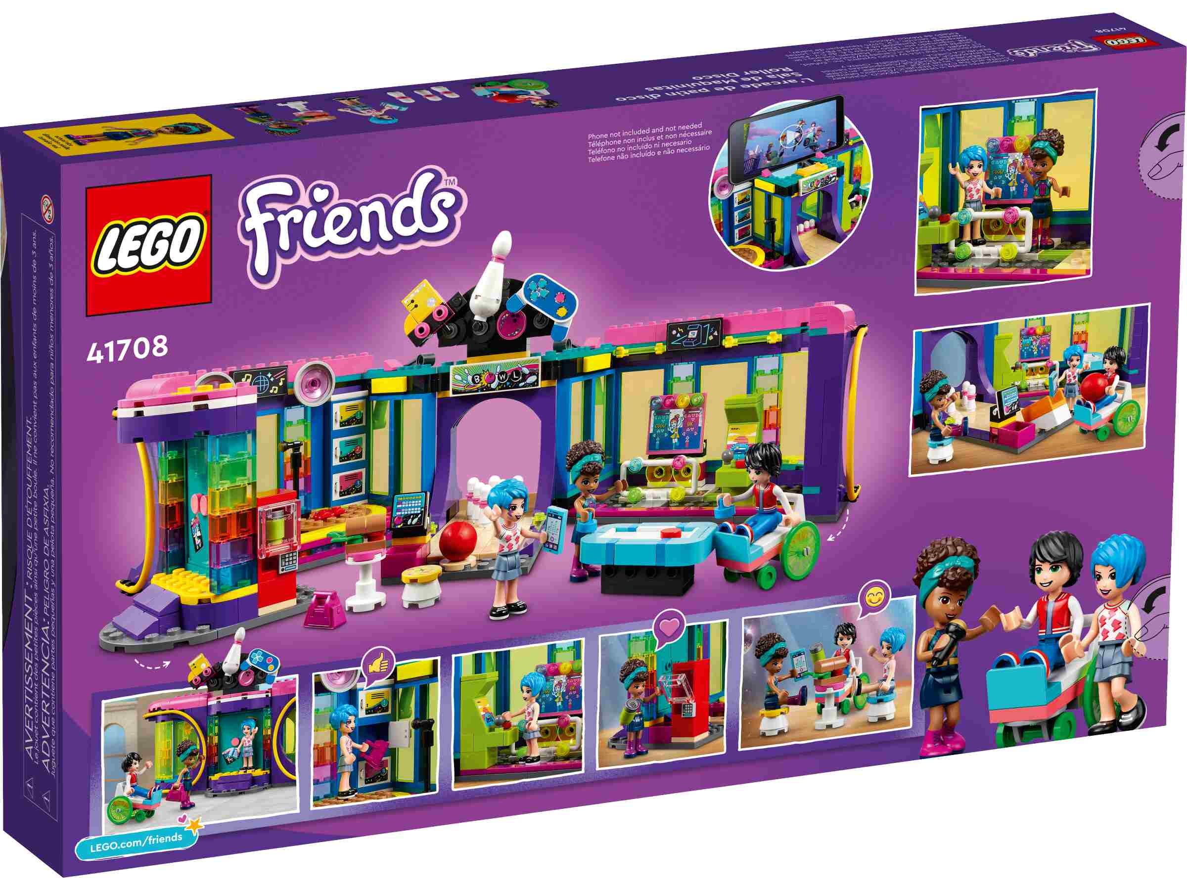 LEGO 41708 Friends Rollschuhdisco, mit Bowlingbahn, 3 Spielfiguren, viel Zubehör