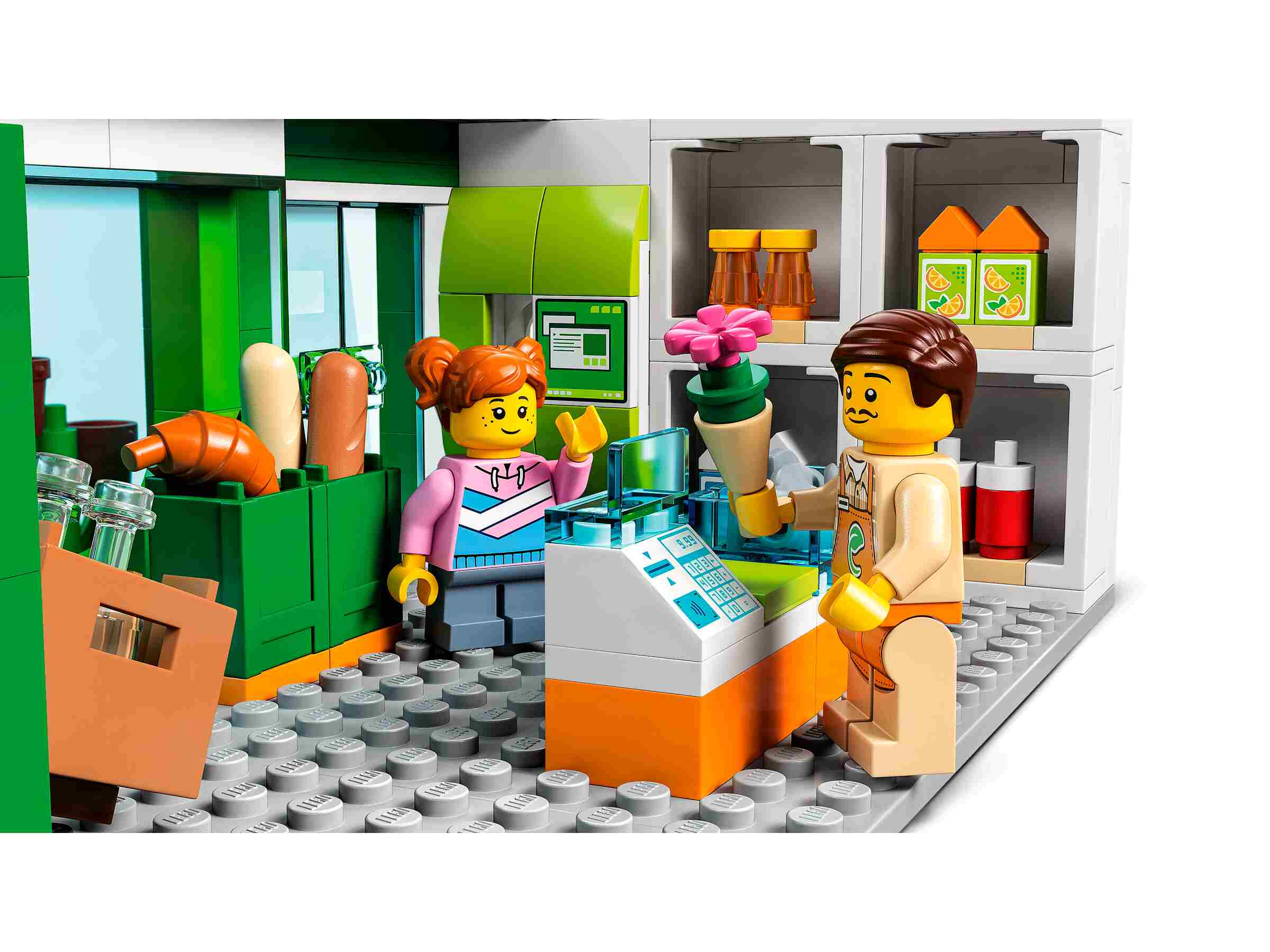 LEGO 60347 City Supermarkt, Spielzeug-Shop, inkl. Auto, Gabelstapler