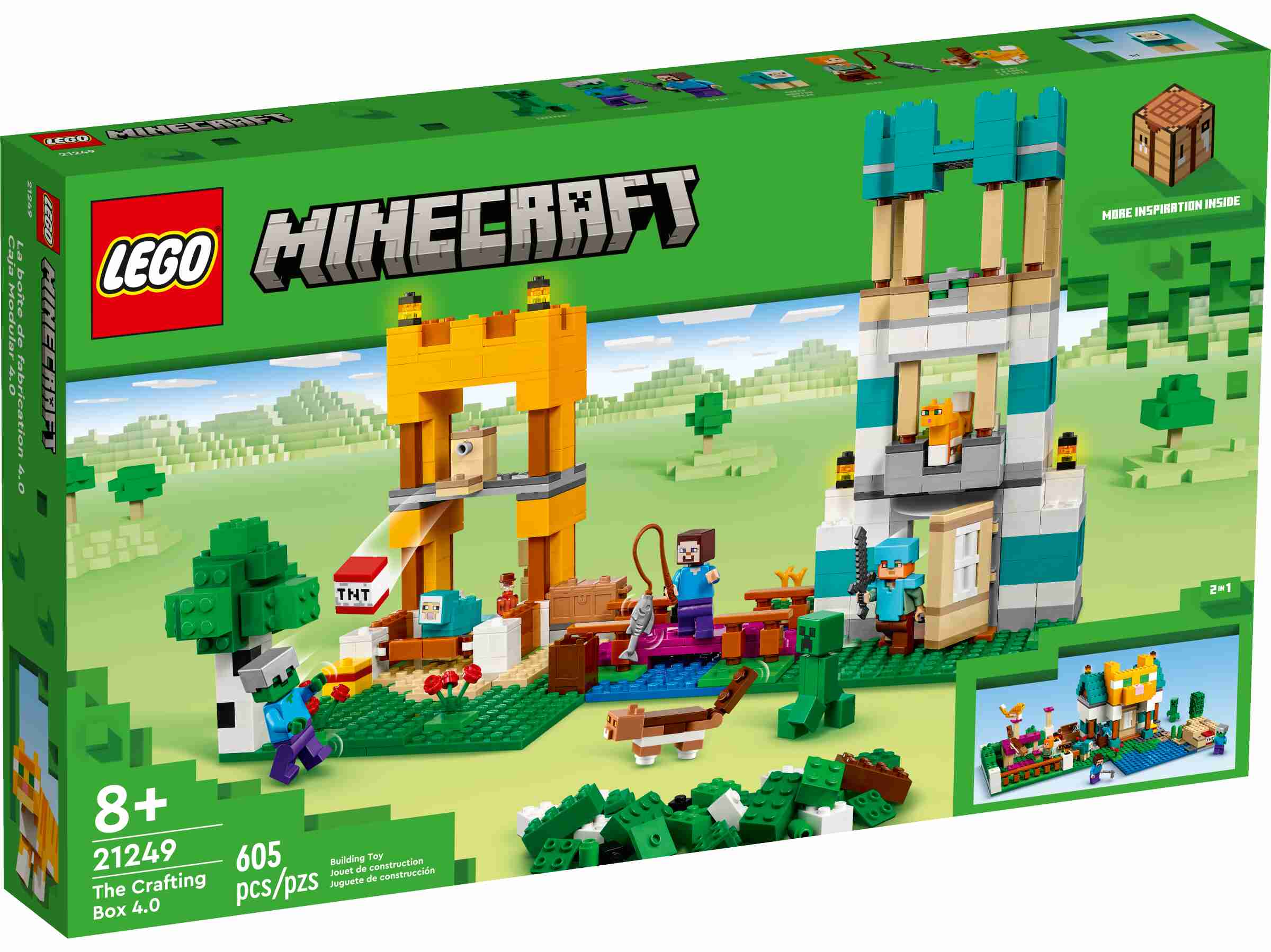 LEGO 21249 Minecraft Die Crafting-Box 4.0, Türme am Fluss oder Katzenhaus