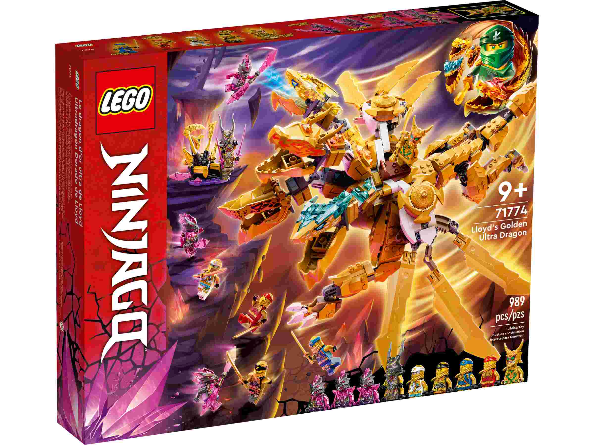 LEGO 71774 NINJAGO Lloyds Ultragolddrache, Set mit Drachen-Figur, 9 Minifiguren