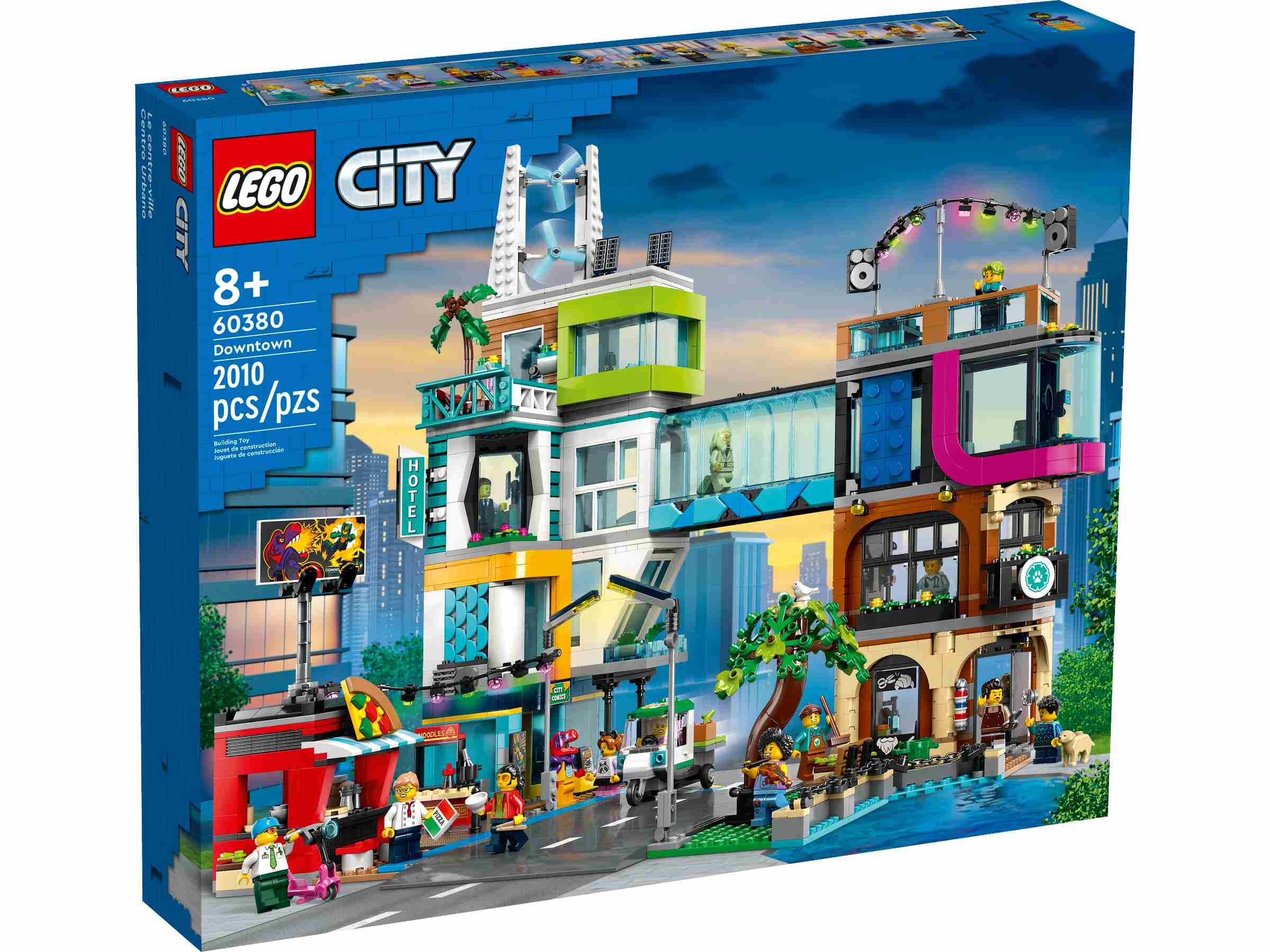 LEGO 60380 City Stadtzentrum, 14 Spielfiguren, vielseitige Zimmermodule