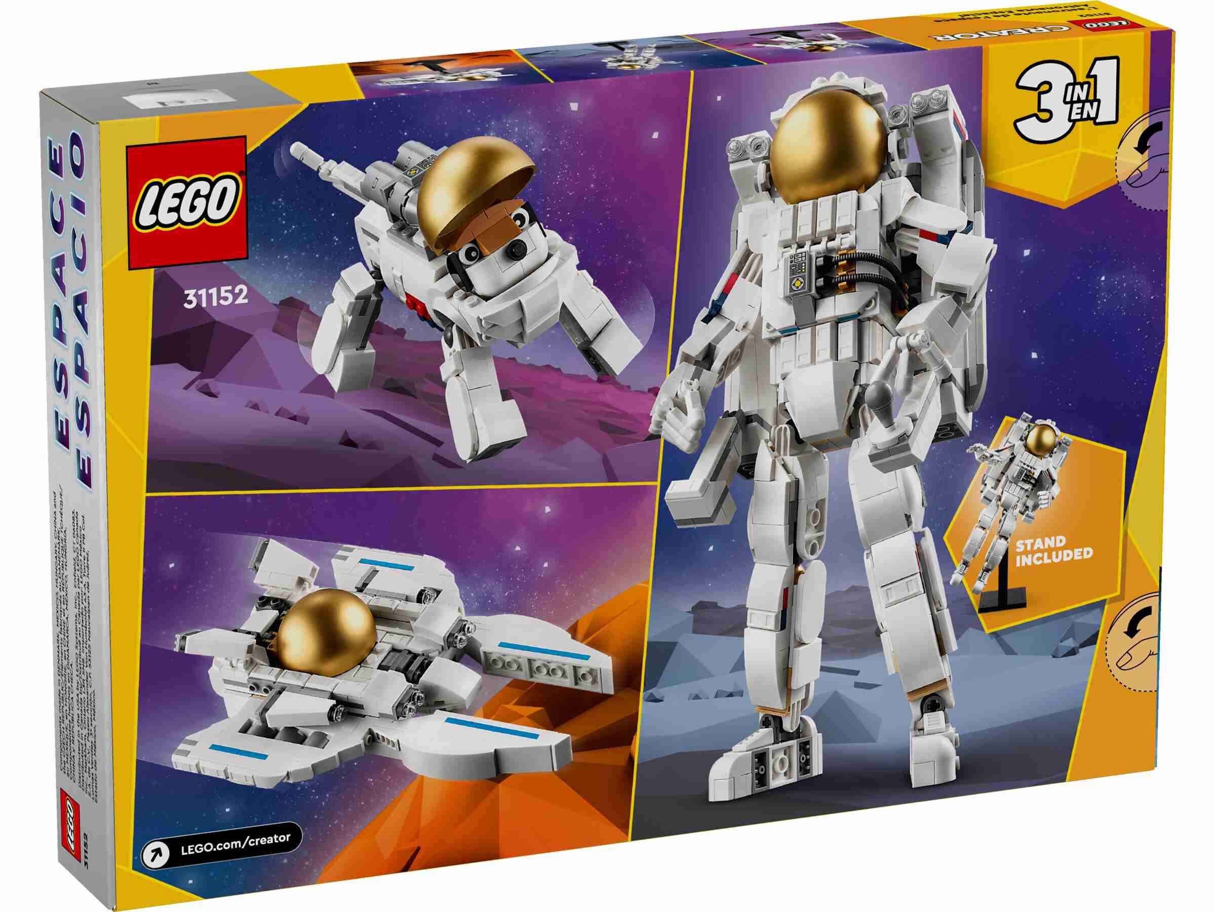 LEGO 31152 Creator 3-in-1 Astronaut im Weltraum, Weltraumhund, Viper-Weltraumjet