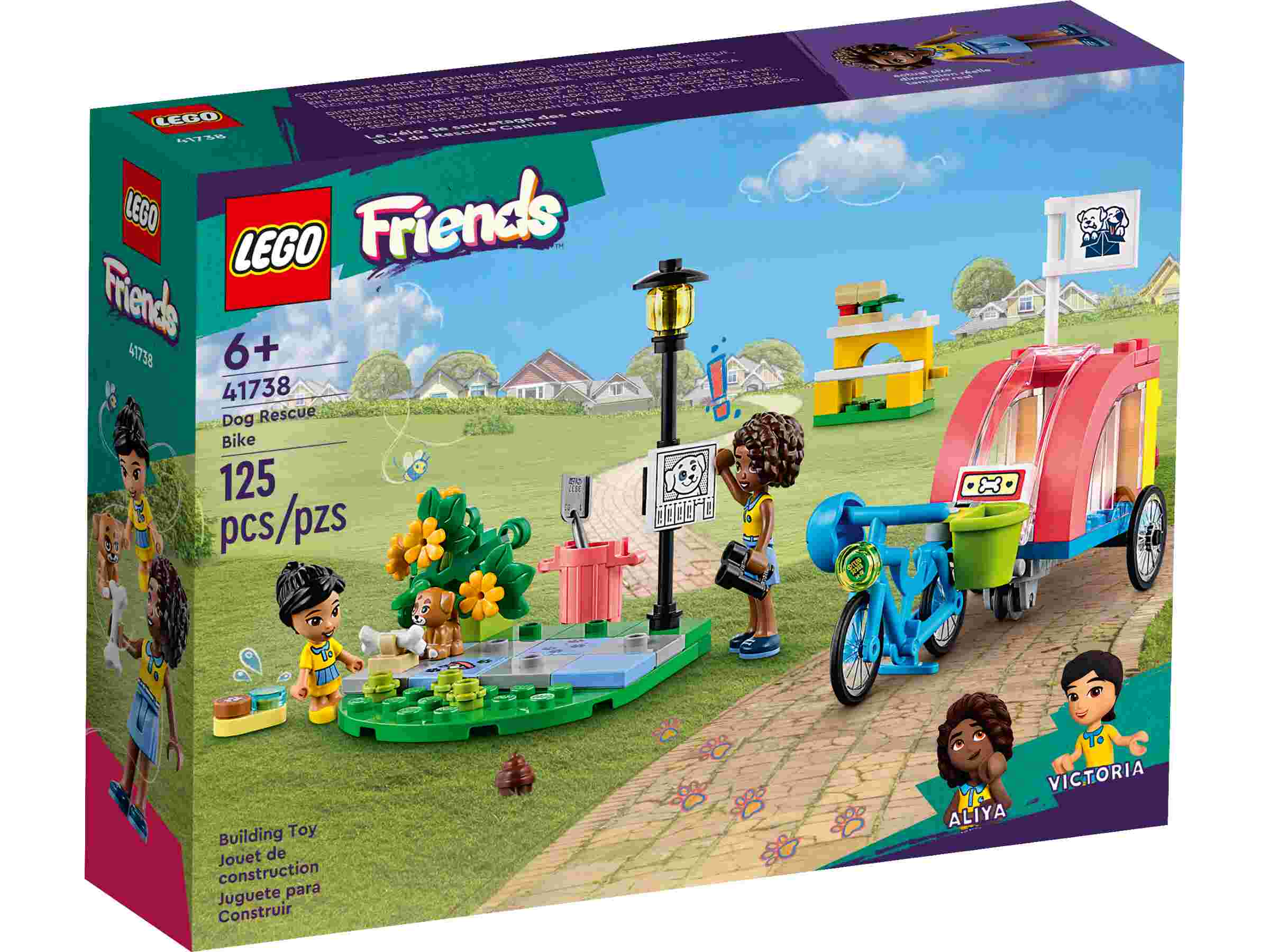 LEGO 41738 Friends Hunderettungsfahrrad, Anhänger, Aliya und Victoria, Welpe