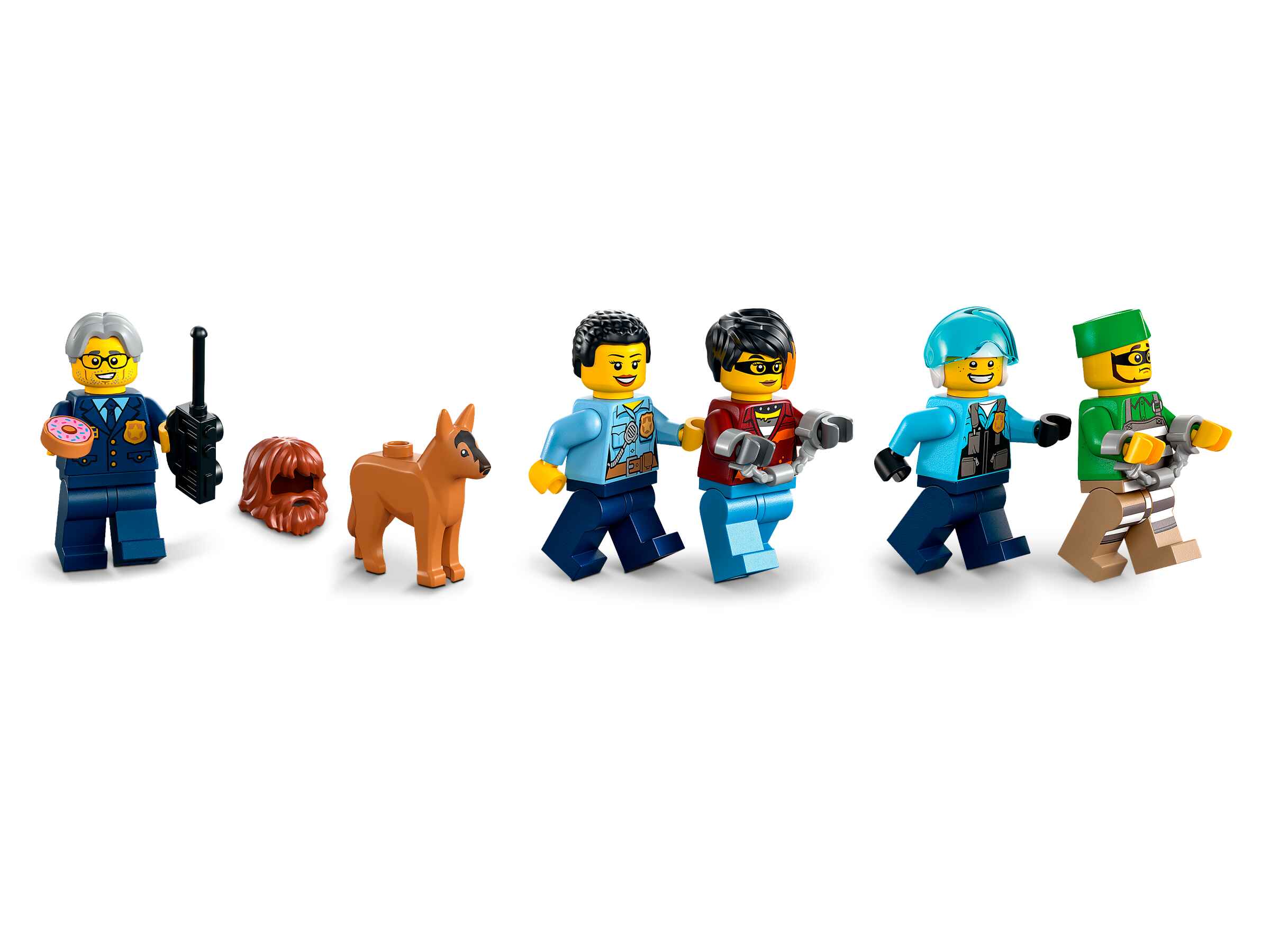LEGO 60316 City - Polizeistation, 5 Minifiguren, Hubschrauber, Müllauto