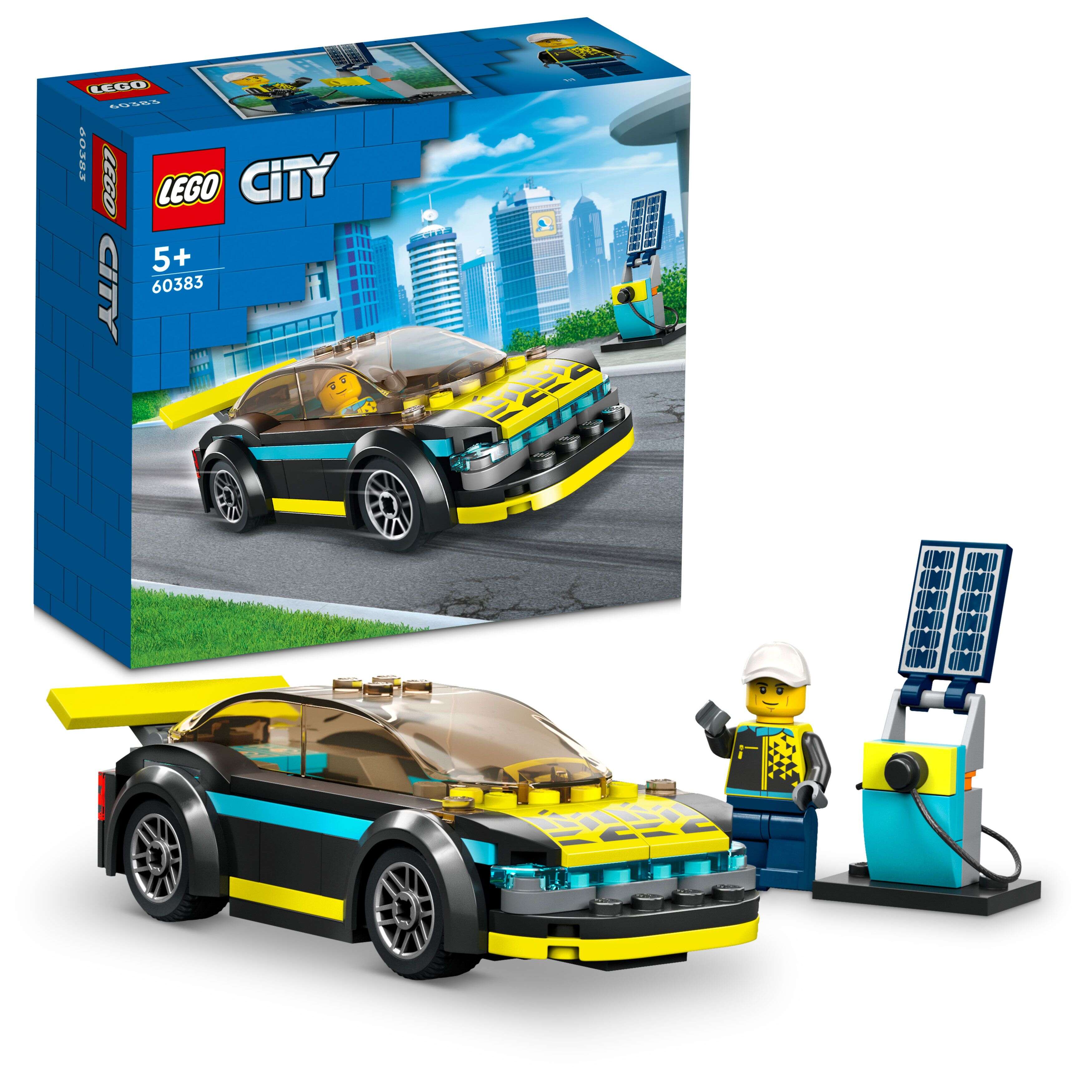 LEGO 60383 City Elektro-Sportwagen, Spielzeug-Ladestation, Starke Fahrzeuge