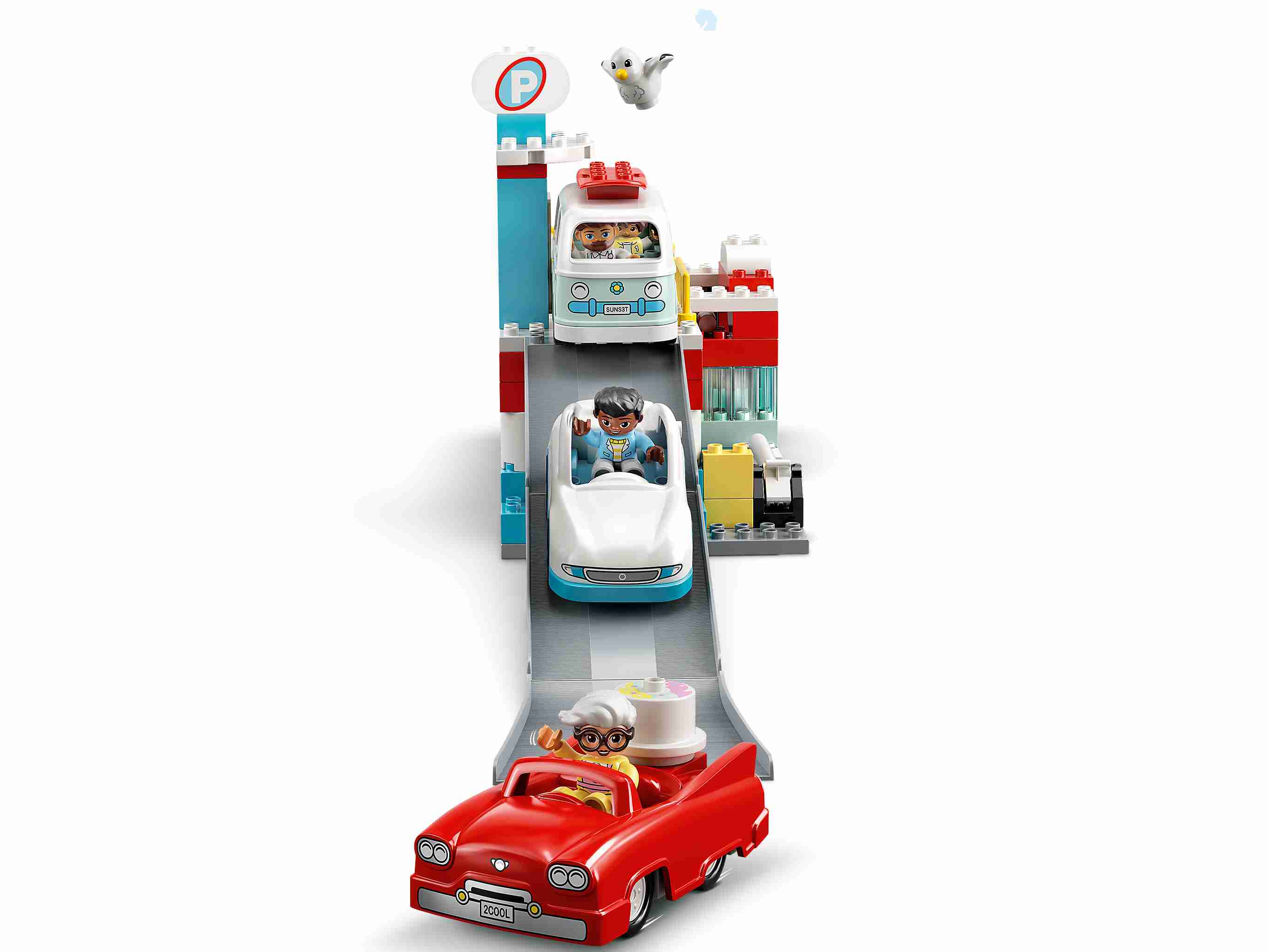 LEGO 10948 DUPLO Parkhaus mit Autowaschanlage, Spielzeugautos, Parkhaus ab 2 J.