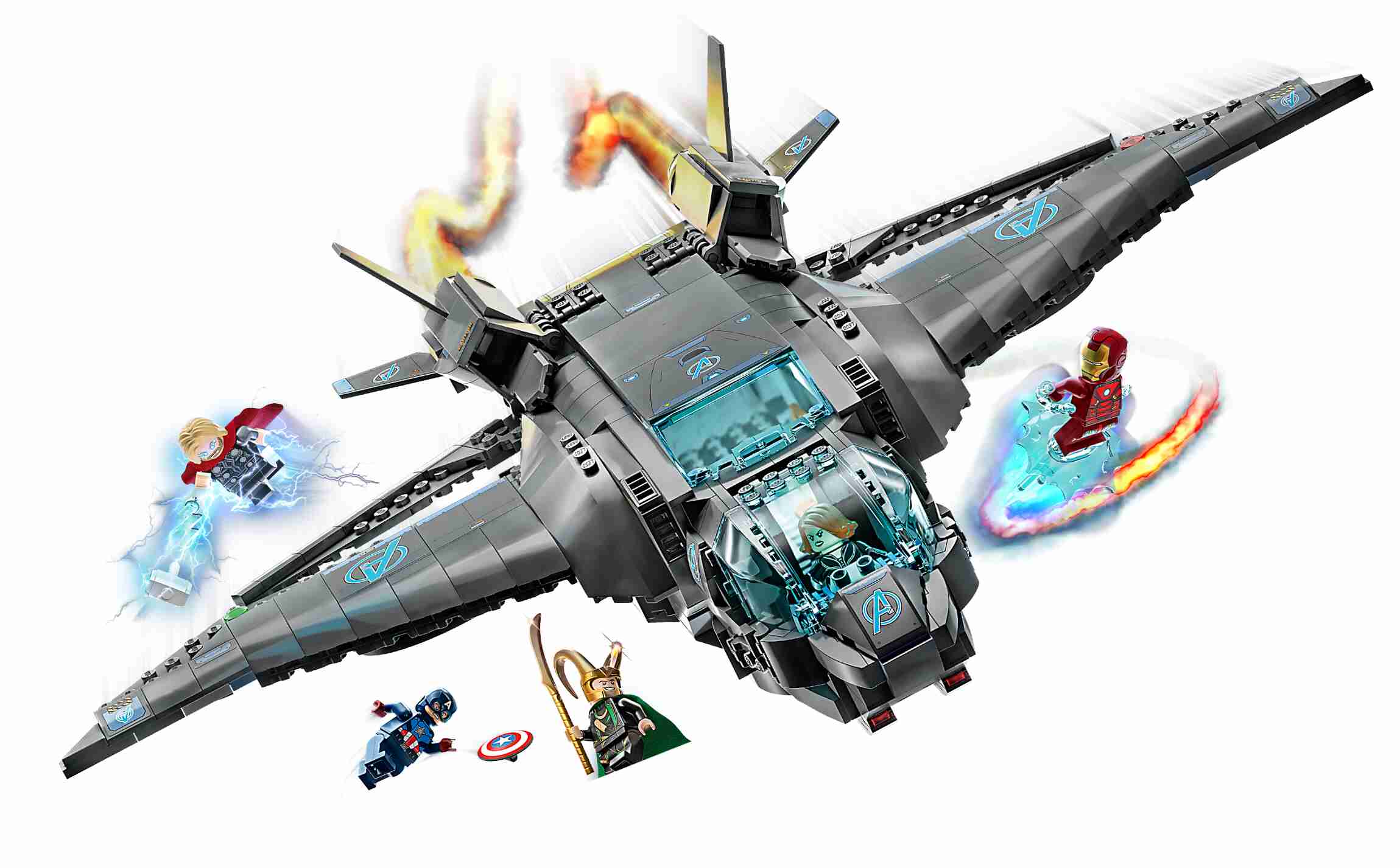 LEGO 76248 Marvel Der Quinjet der Avengers, 5 legendäre Minifiguren