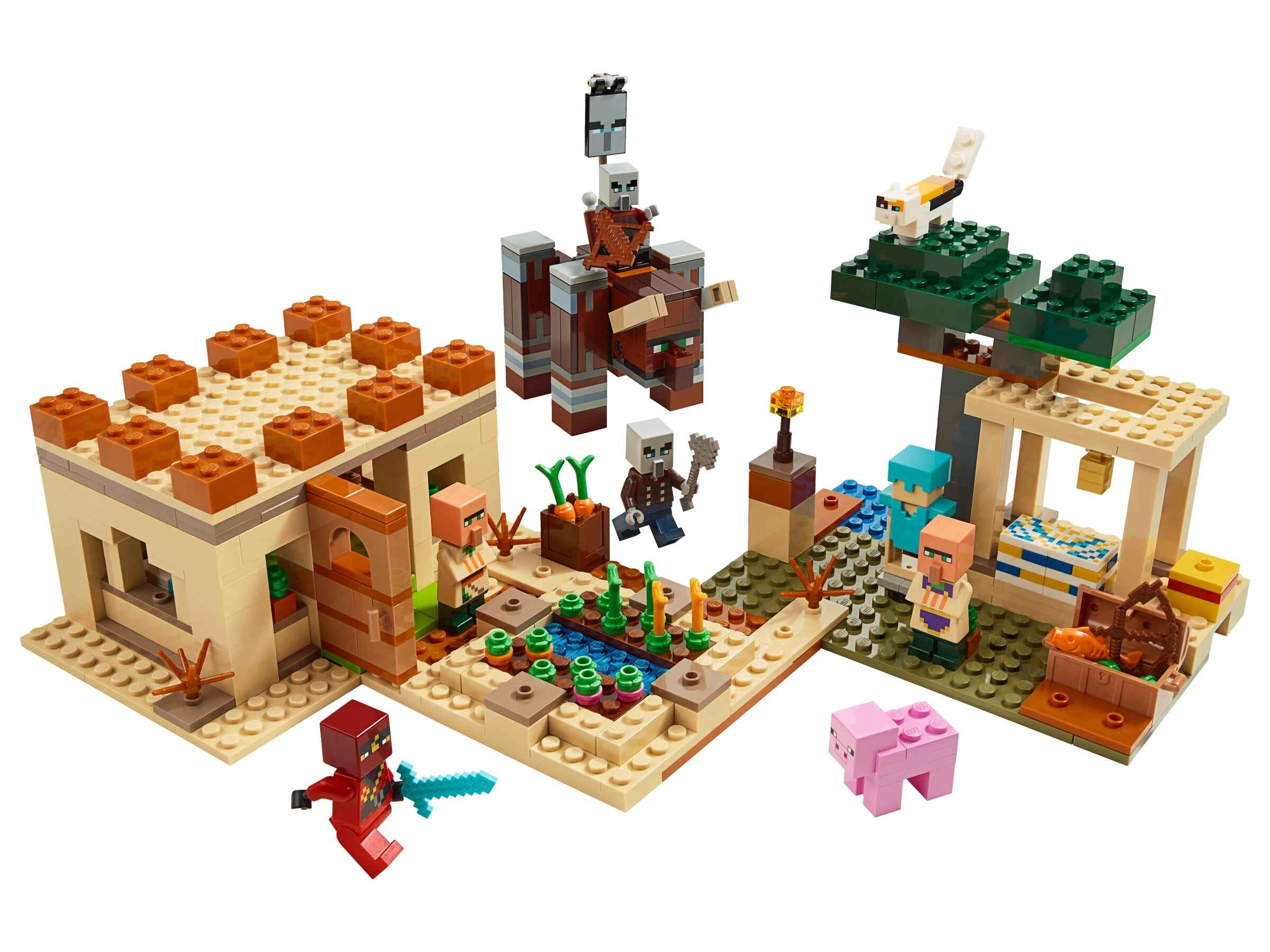LEGO 21160 Minecraft Der Illager-Überfall, Bauset mit Verwüster und Kai