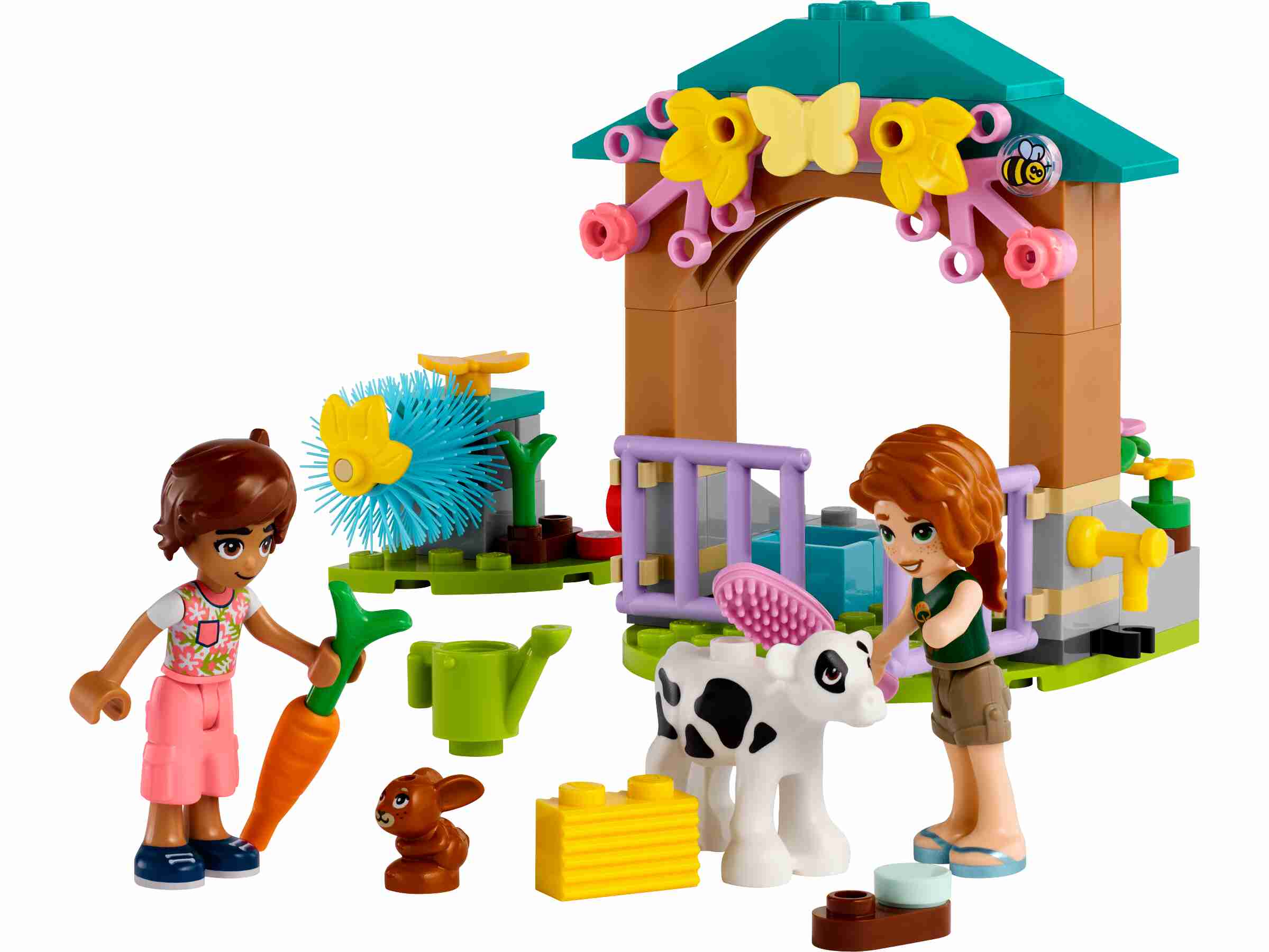 LEGO 42607 Friends Autums Kälbchenstall, 2 Spielfiguren, Kälbchen, Häschen
