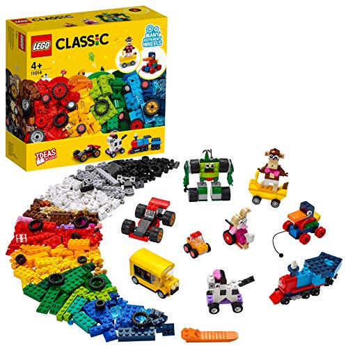 LEGO 11014 Classic Steinebox mit Rädern, Spielzeugauto, Zug, Bus und vielem mehr