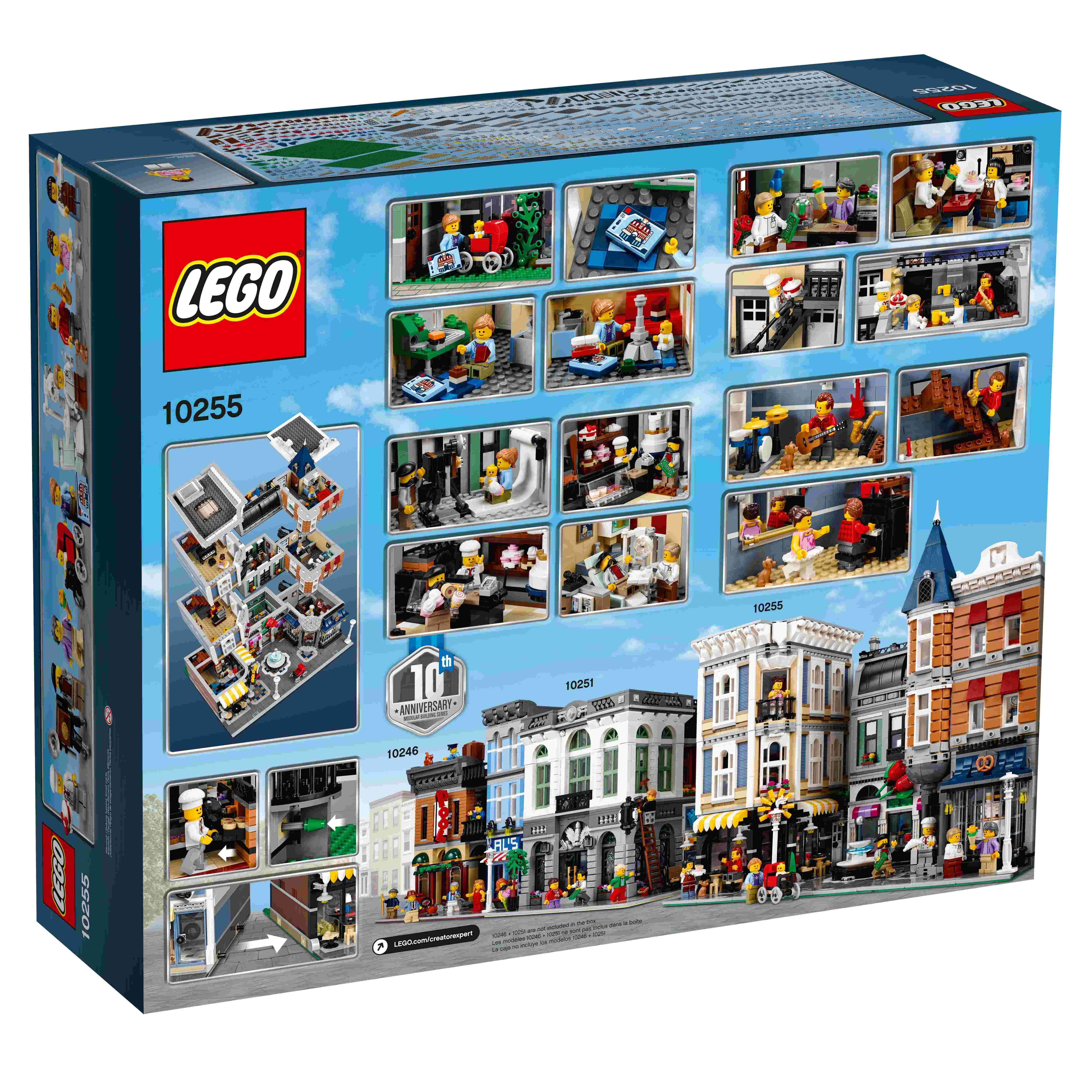 LEGO 10255 Stadtleben, mit acht Minifiguren einen Zahnarzt, eine Barista uvm.