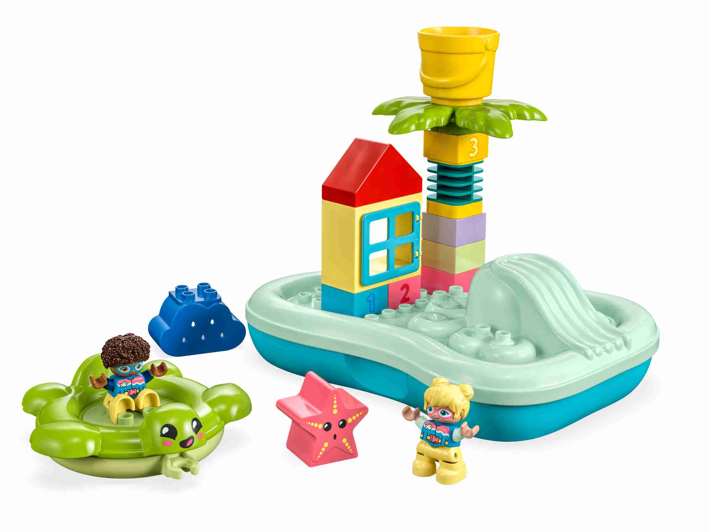 LEGO 10989 DUPLO Wasserrutsche, Badewannenspielzeug, 2 Kinderfiguren