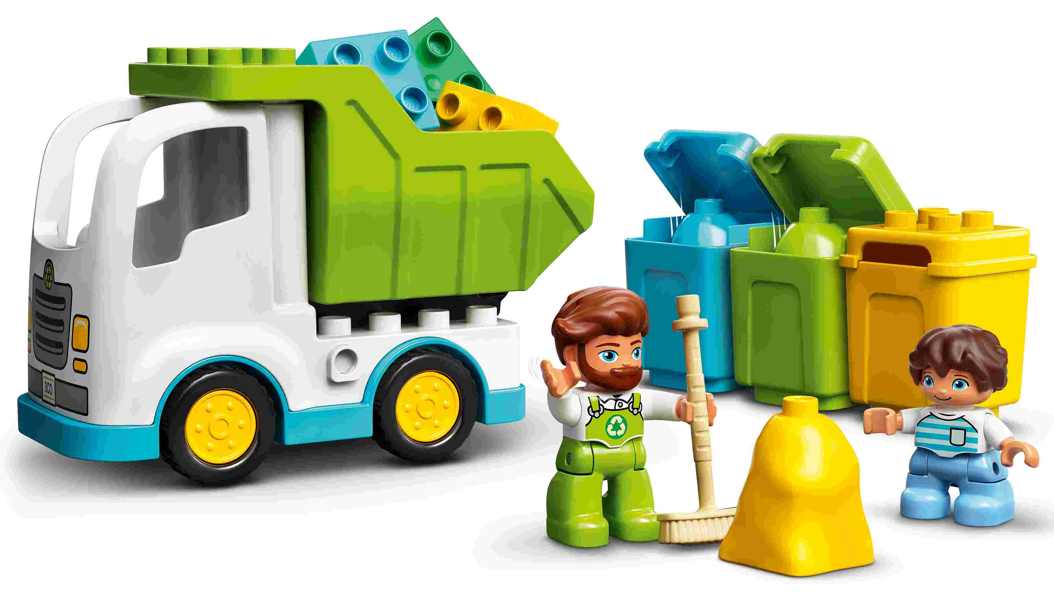 LEGO 10945 DUPLO Müllabfuhr und Wertstoffhof, Müllauto, 3 Wertstofftonnen