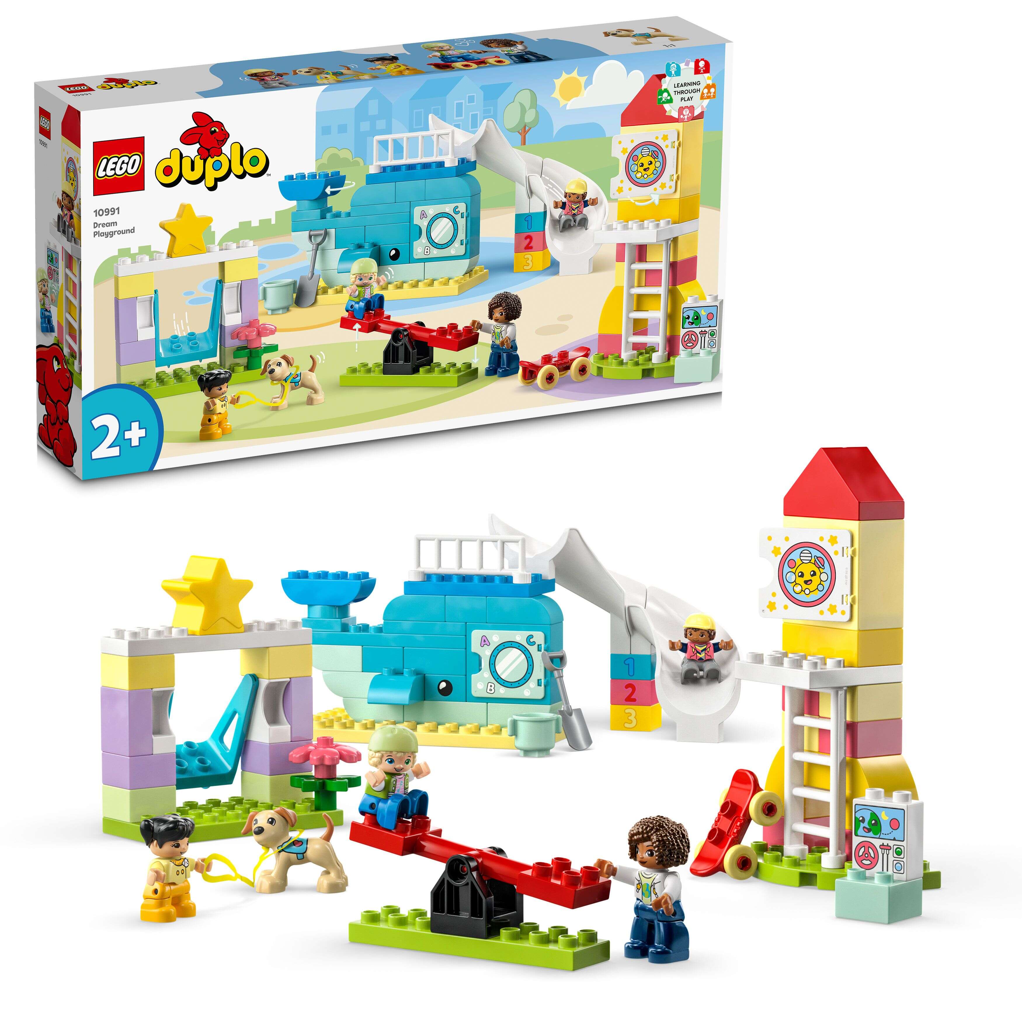 LEGO 10991 DUPLO Traumspielplatz, 5 Figuren, Karussel, Rutsche, Schaukel