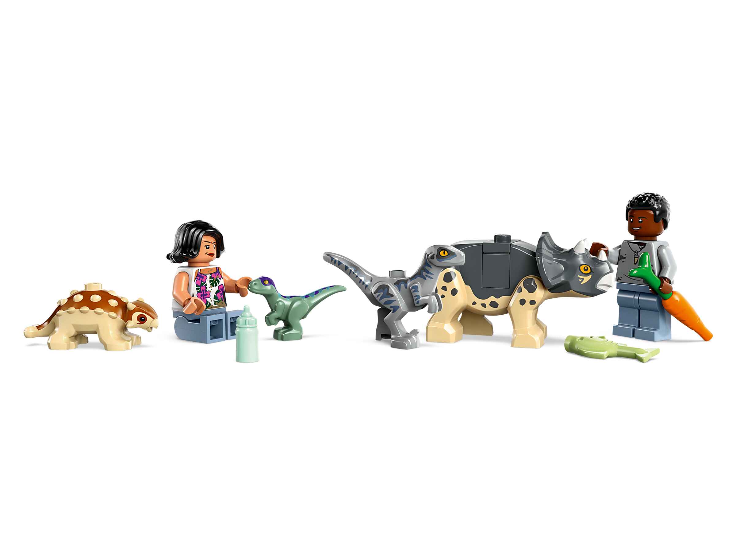 LEGO 76963 Rettungszentrum für Baby-Dinos, 2 Minifiguren, 5 Spielzeugdinosaurier