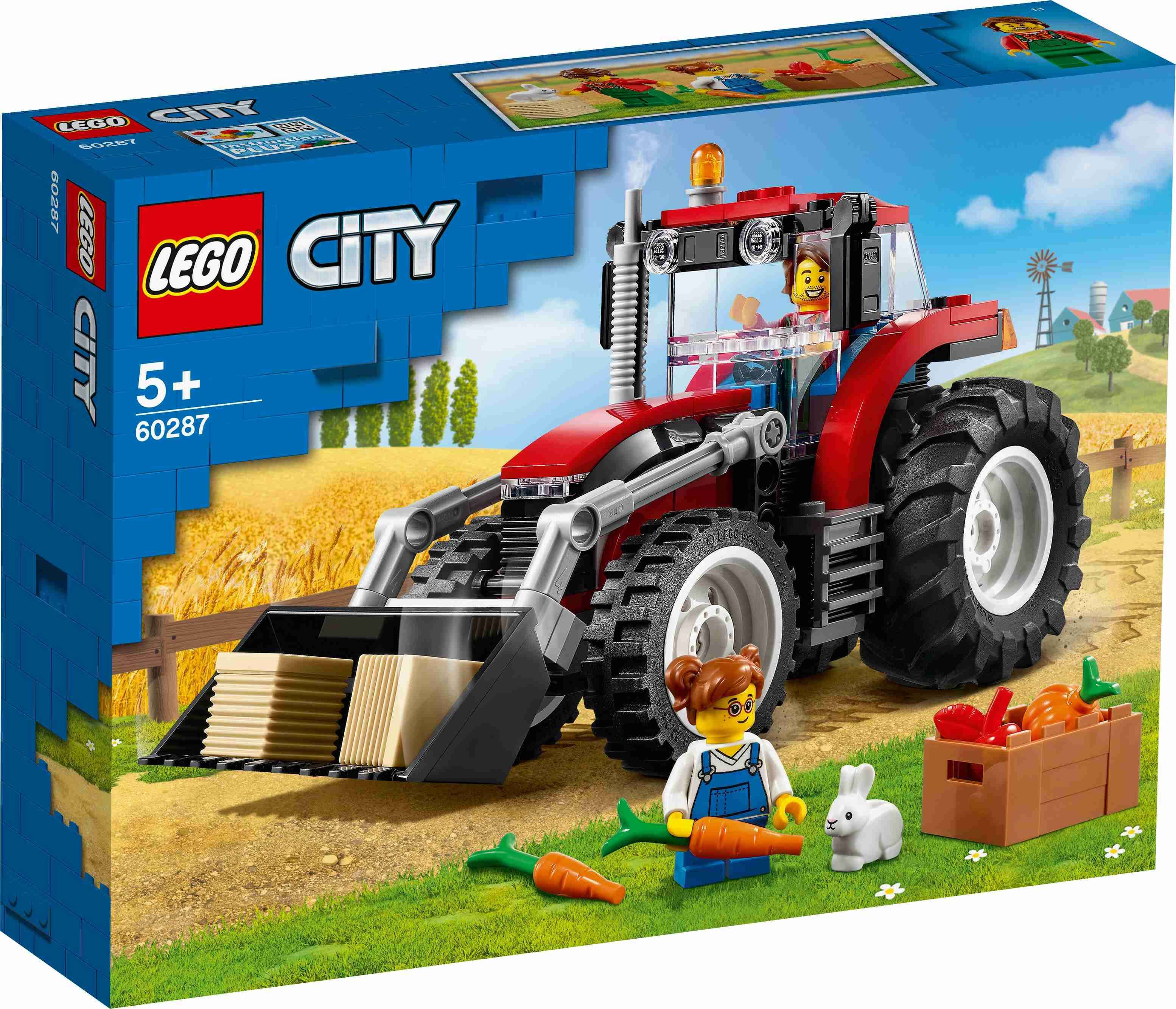 LEGO 60287 City Traktor, 2 Figuren, Hase, 2 Heuballen, Reihe Starke Fahrzeuge