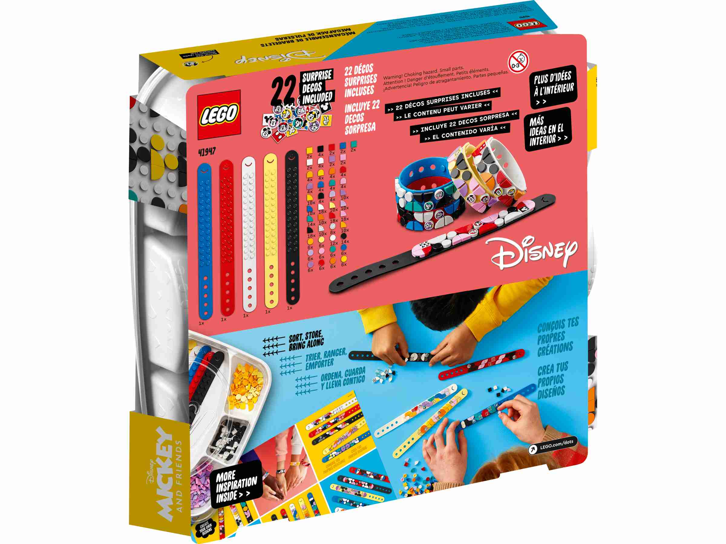 LEGO 41947 DOTS Disney Mickys Armband-Kreativset, 5-in-1 Bastelset