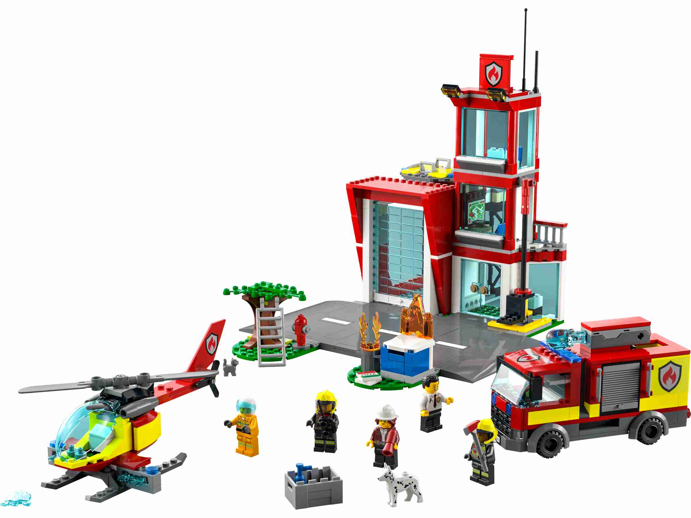 LEGO 60320 City Feuerwache,  mit Garage, Feuerwehrauto, Hubschrauber