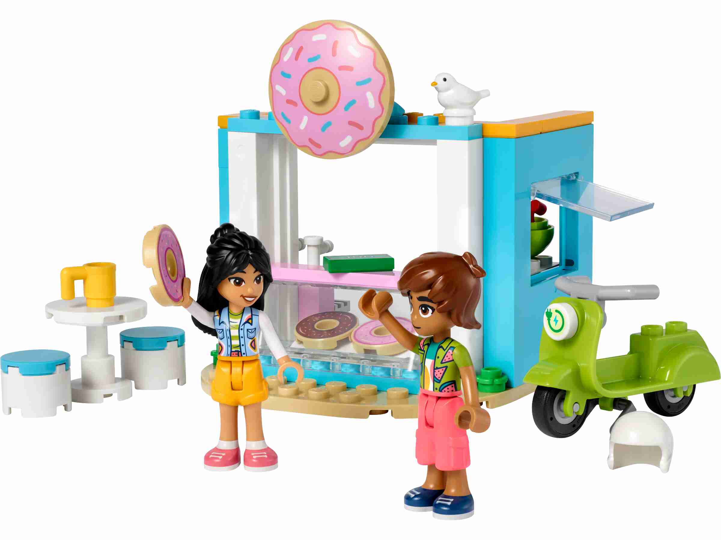 LEGO 41723 Friends Donut-Laden, Spielfiguren Liann und Leo, Roller