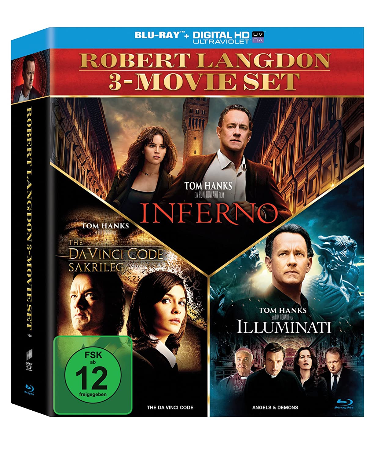 3 Film-Set: The Da Vinci Code - Sakrileg + Illuminati + Inferno 