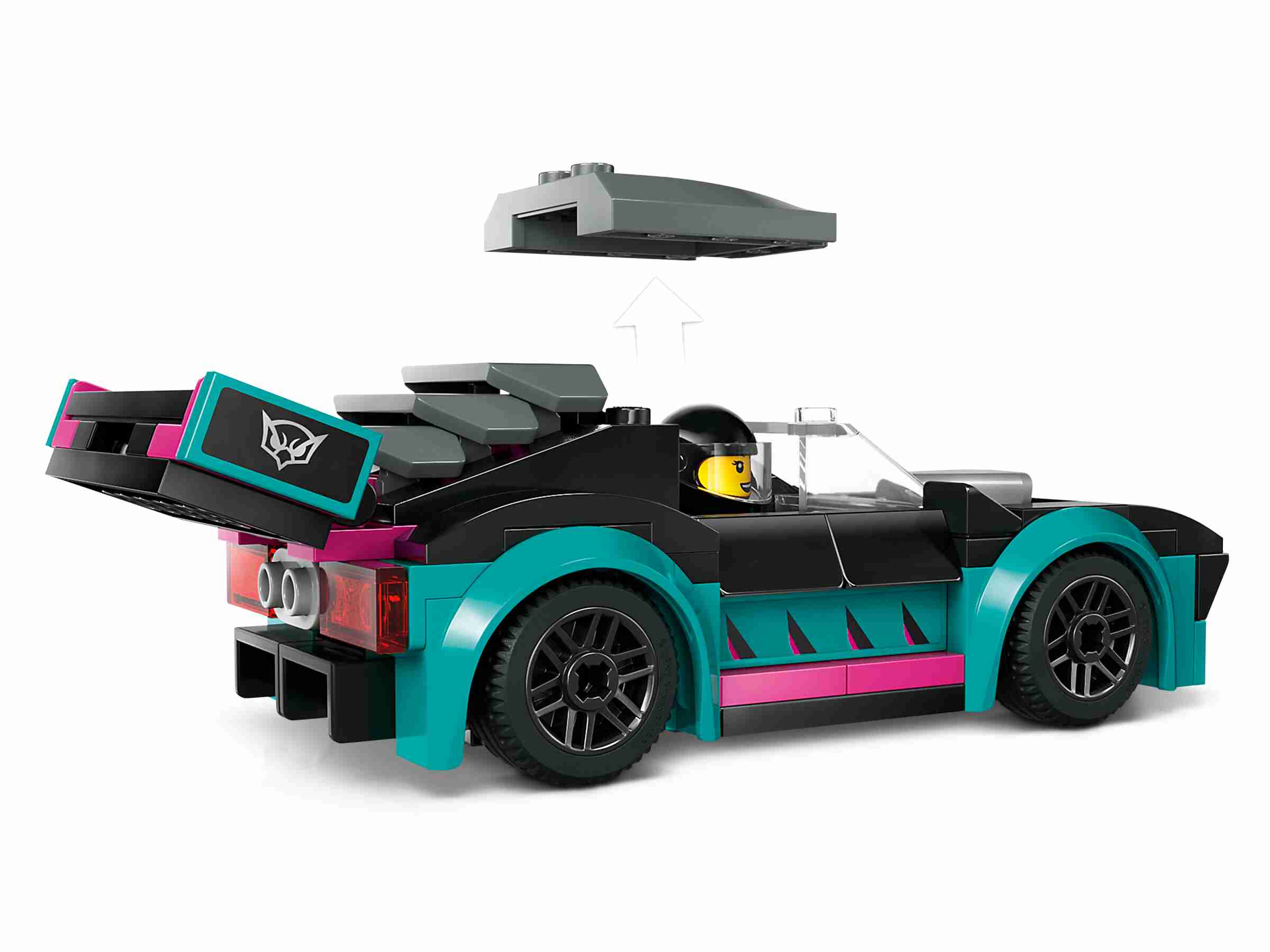 LEGO 60406 City Autotransporter mit Rennwagen, 2 Minifiguren, Laderampe