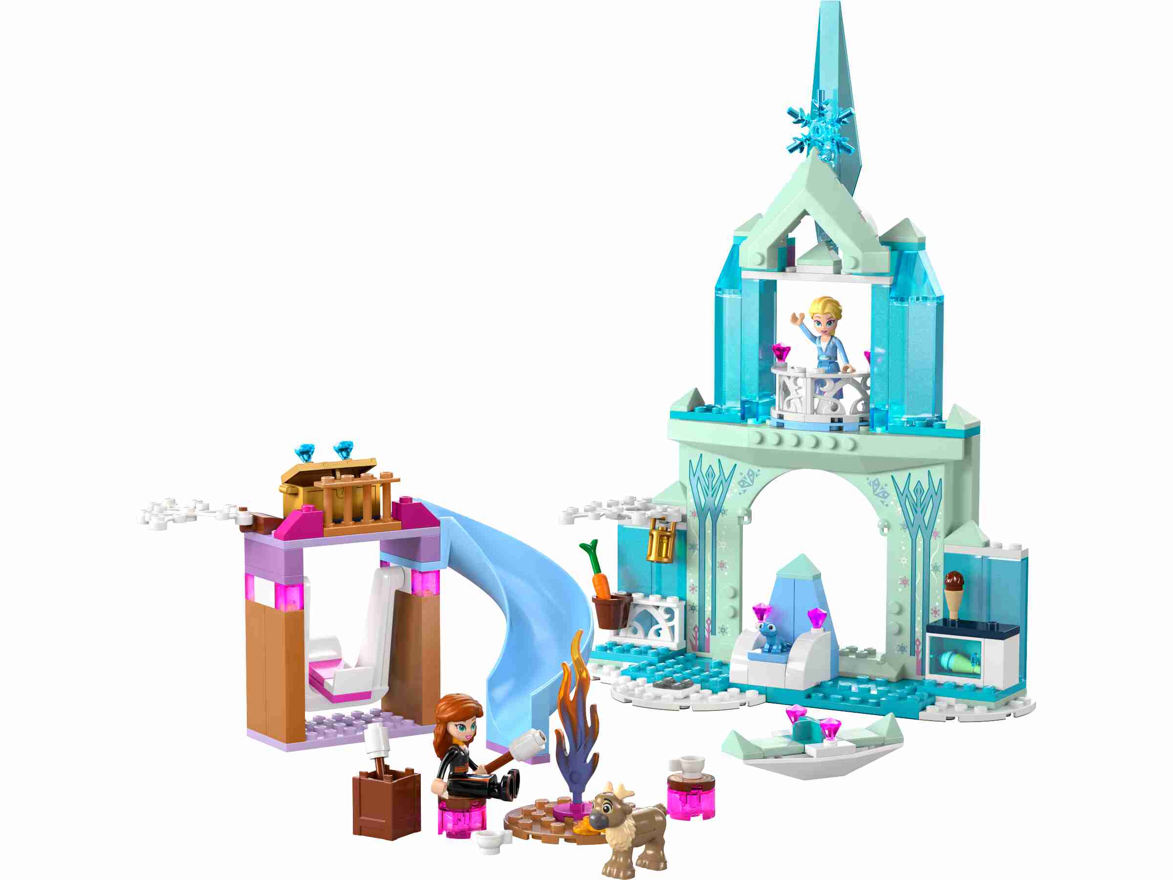 LEGO 43238 Disney Princess Elsas Eispalast, Elsa, Anna, Bruni und Baby-Rentier
