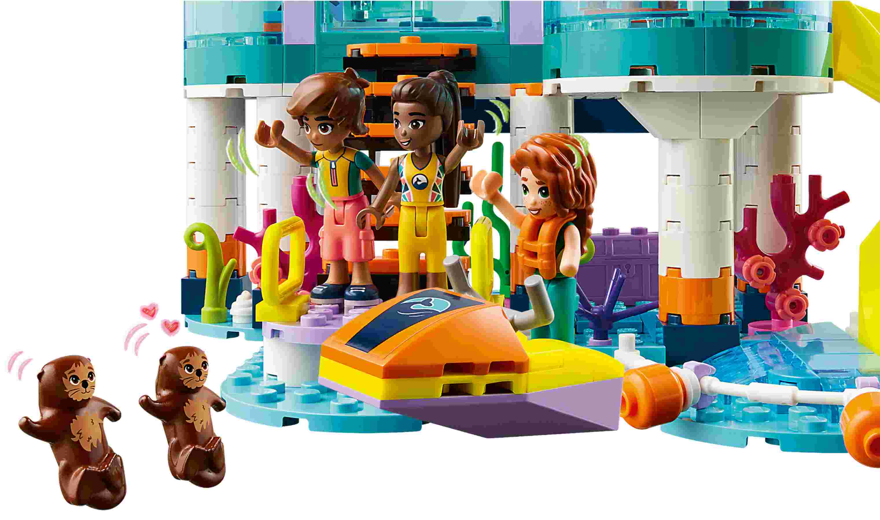 LEGO 41736 Friends Seerettungszentrum, 3 Spielfiguren, 4 Tiere, viel Zubehör