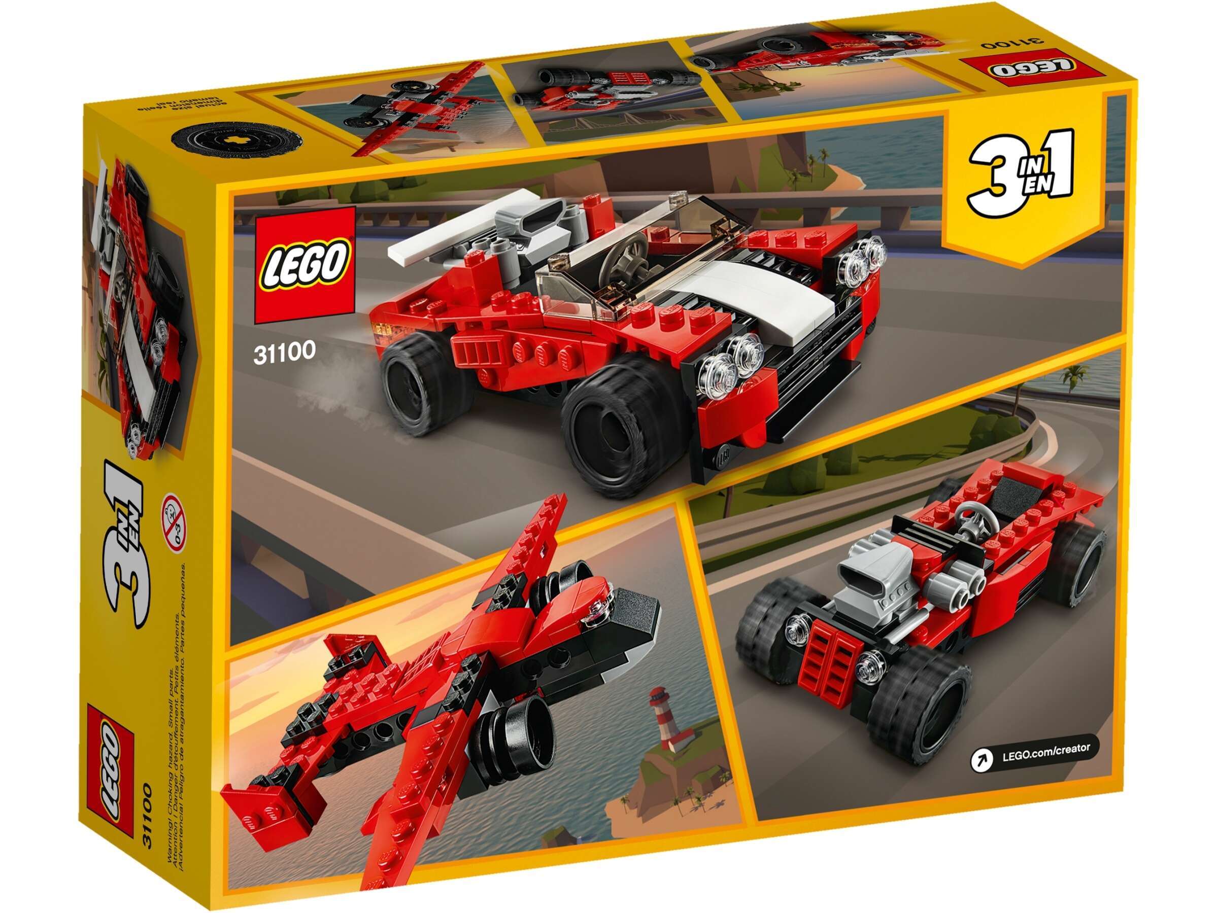 LEGO 31100 Creator 3-in-1 Sportwagen, Hot Rod oder historischer Flieger,