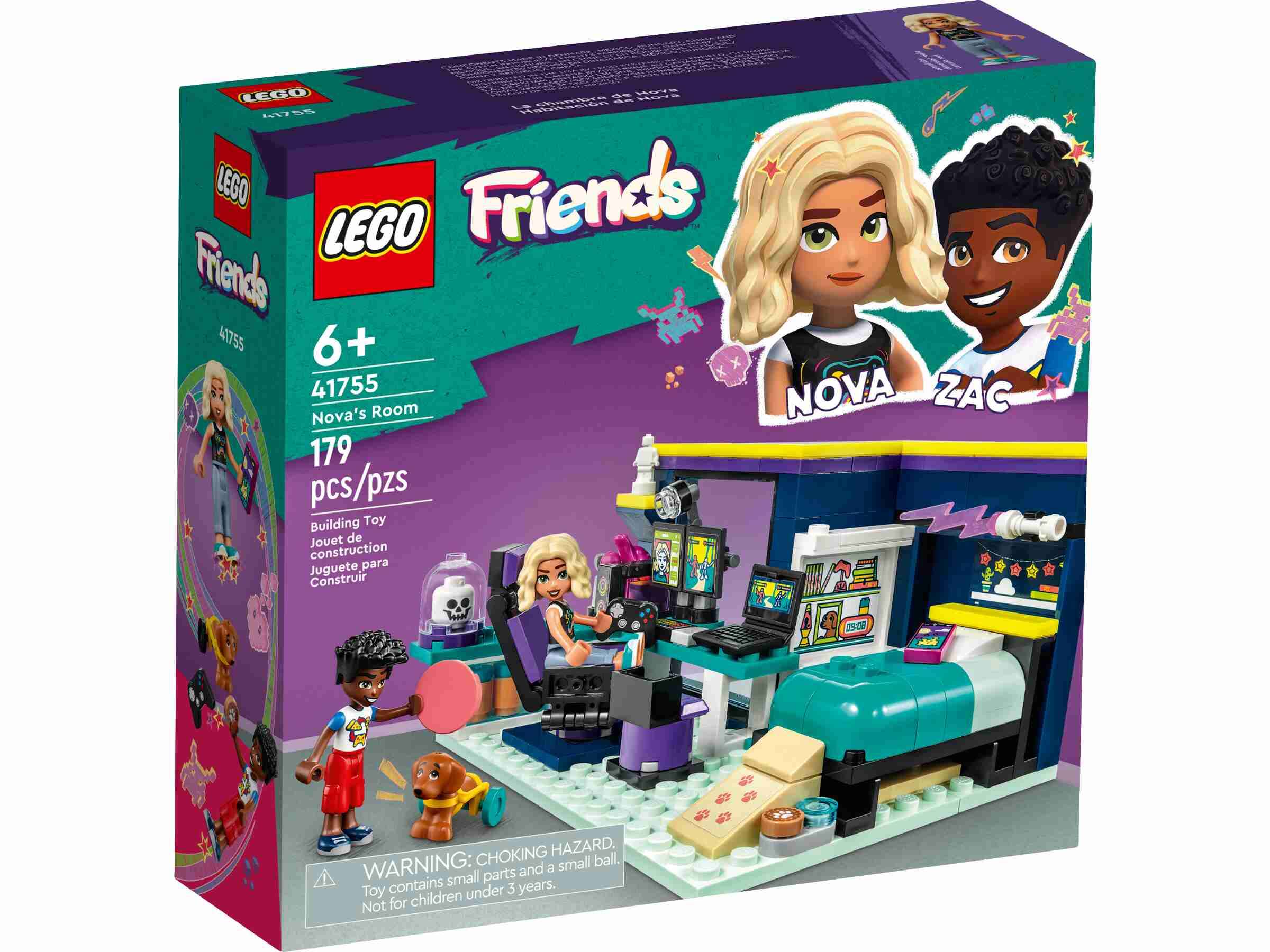 LEGO 41755 Friends Novas Zimmer, Spielfiguren Nova und Zac, Rettungshund Pickle