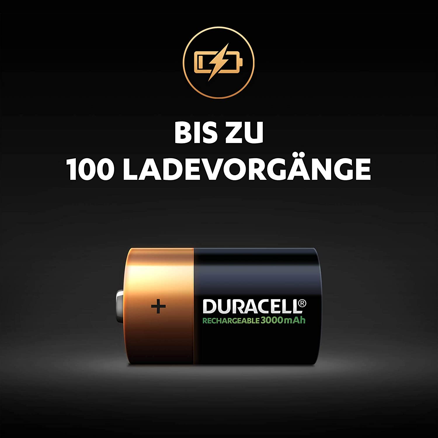 Duracell Rechargeable D (Mono), 1.2V NiMH Batterie Akku, HR20, 3000mAh, 2er-Pack