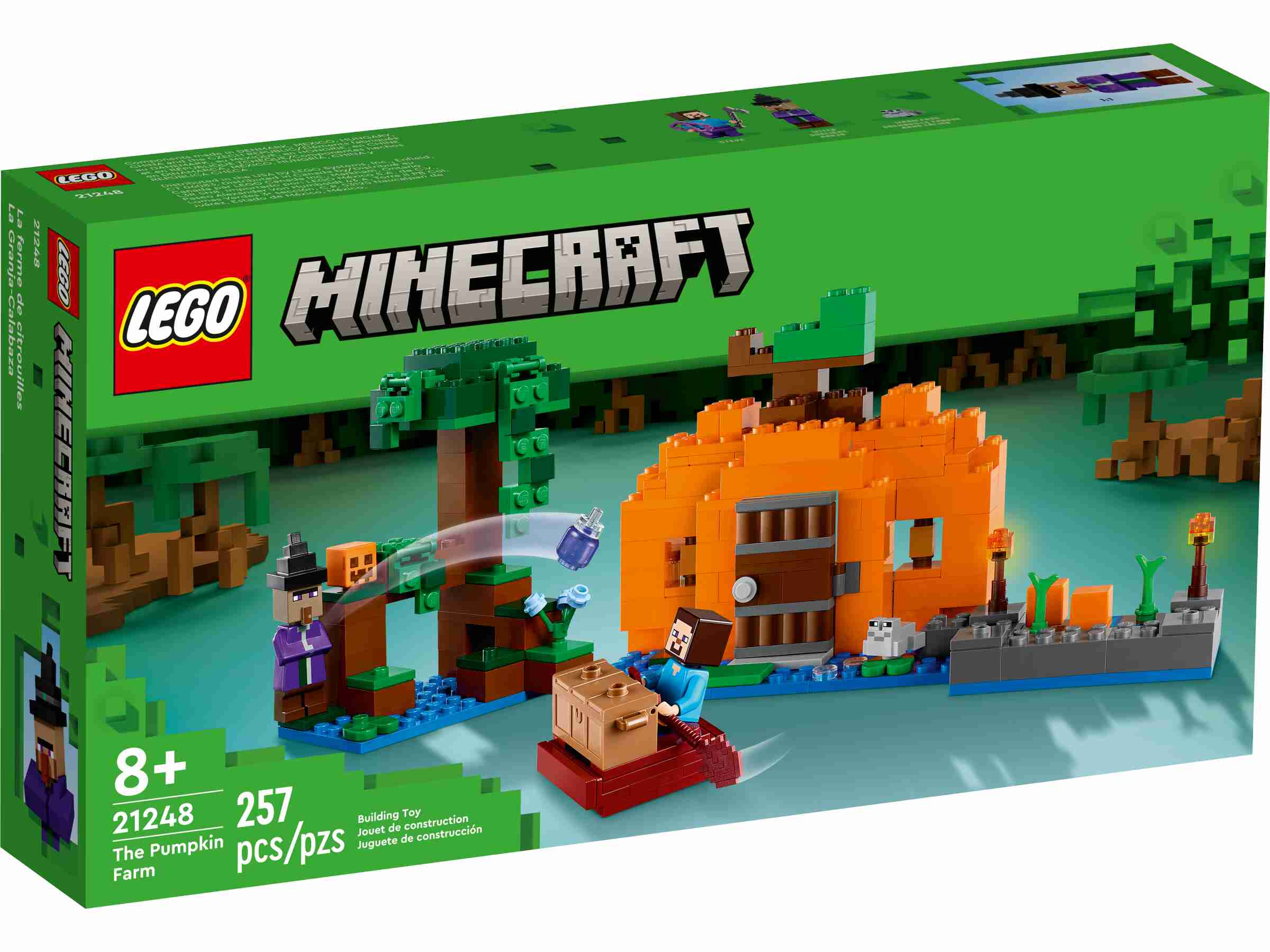 LEGO 21248 Minecraft Die Kürbisfarm, mit Steve, einer Hexe, jeder Menge Zubehör