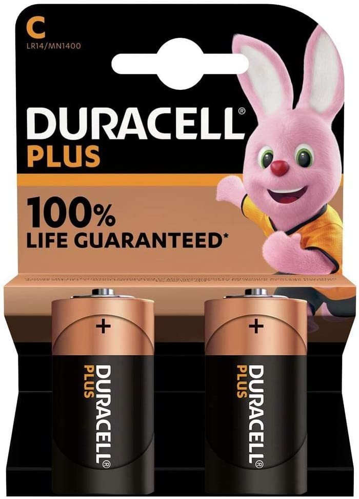Duracell Plus LR14, 1.5V Alkaline Batterie, C Baby MN1400, 2er Pack