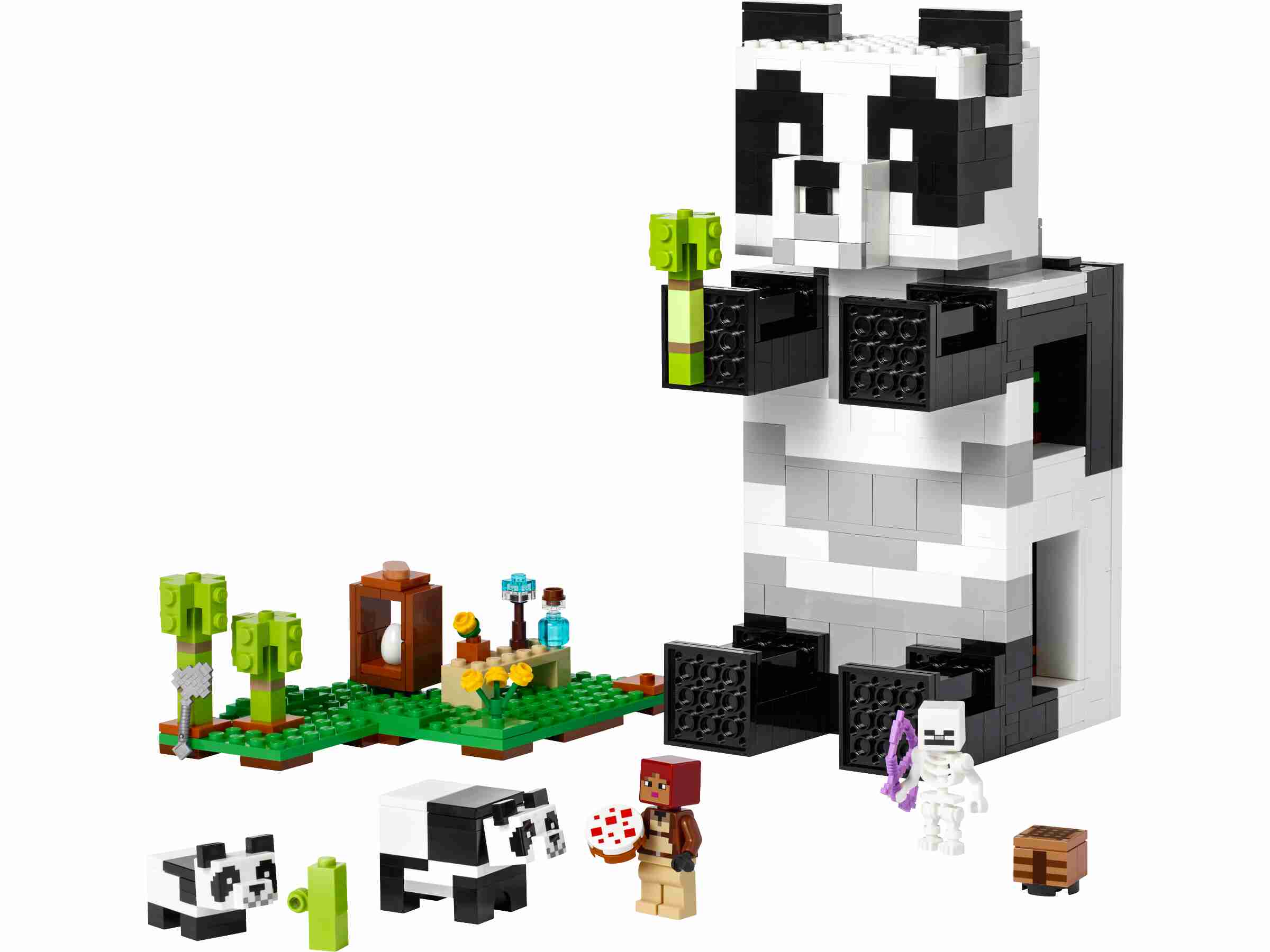 LEGO 21245 Minecraft Das Pandahaus, Dschungelforscher, Panda, Pandababy, Skelett