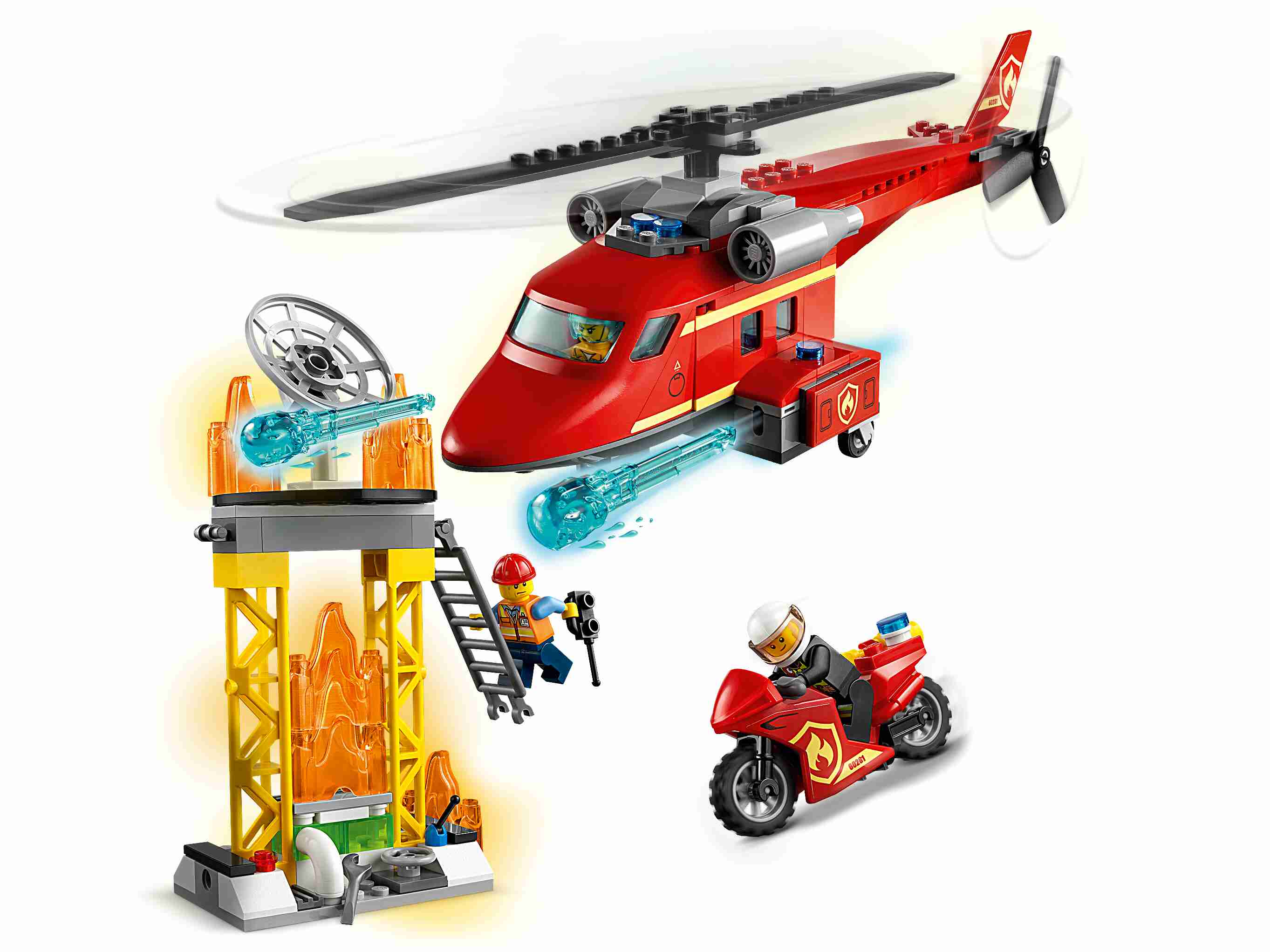 LEGO 60281 City Feuerwehrhubschrauber, Hubschrauber Spielzeug mit Motorrad