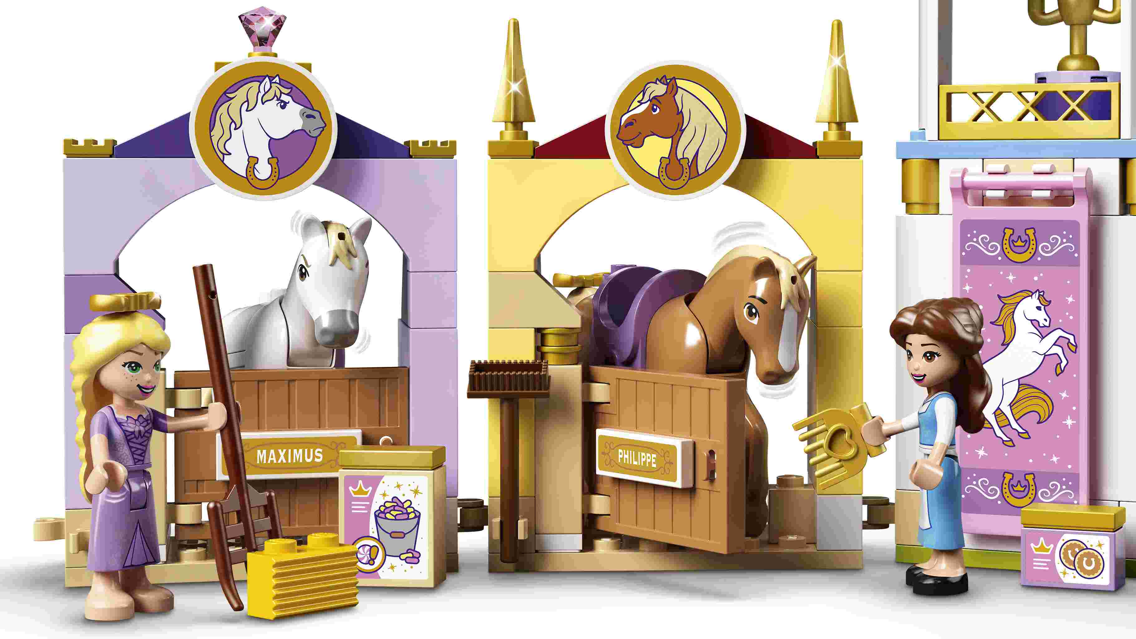 LEGO 43195 Disney Princess Belles und Rapunzels königliche Ställe, mit Pferden