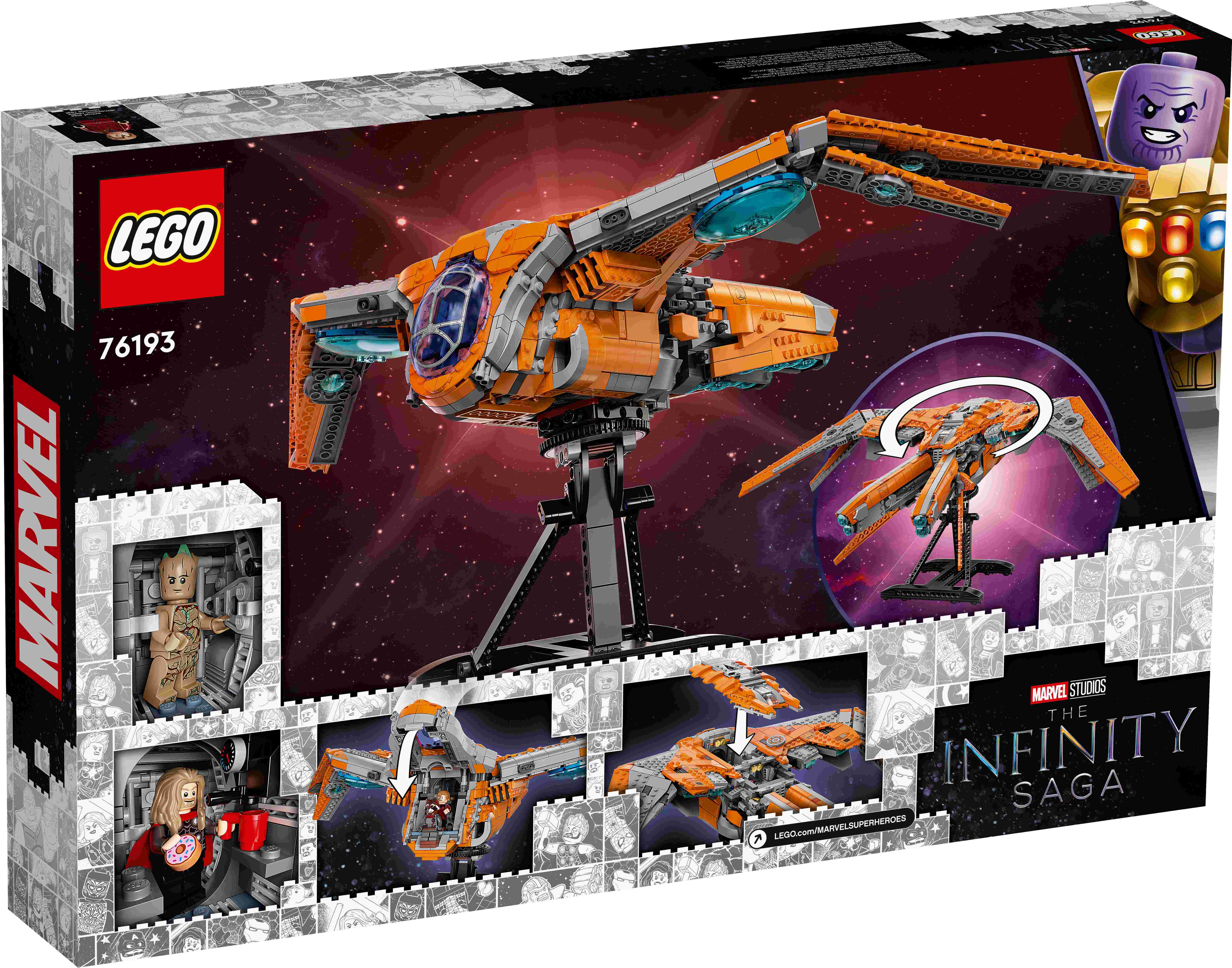LEGO 76193 Marvel Super Heroes Das Schiff der Wächter, Avengers, 6 Minifiguren