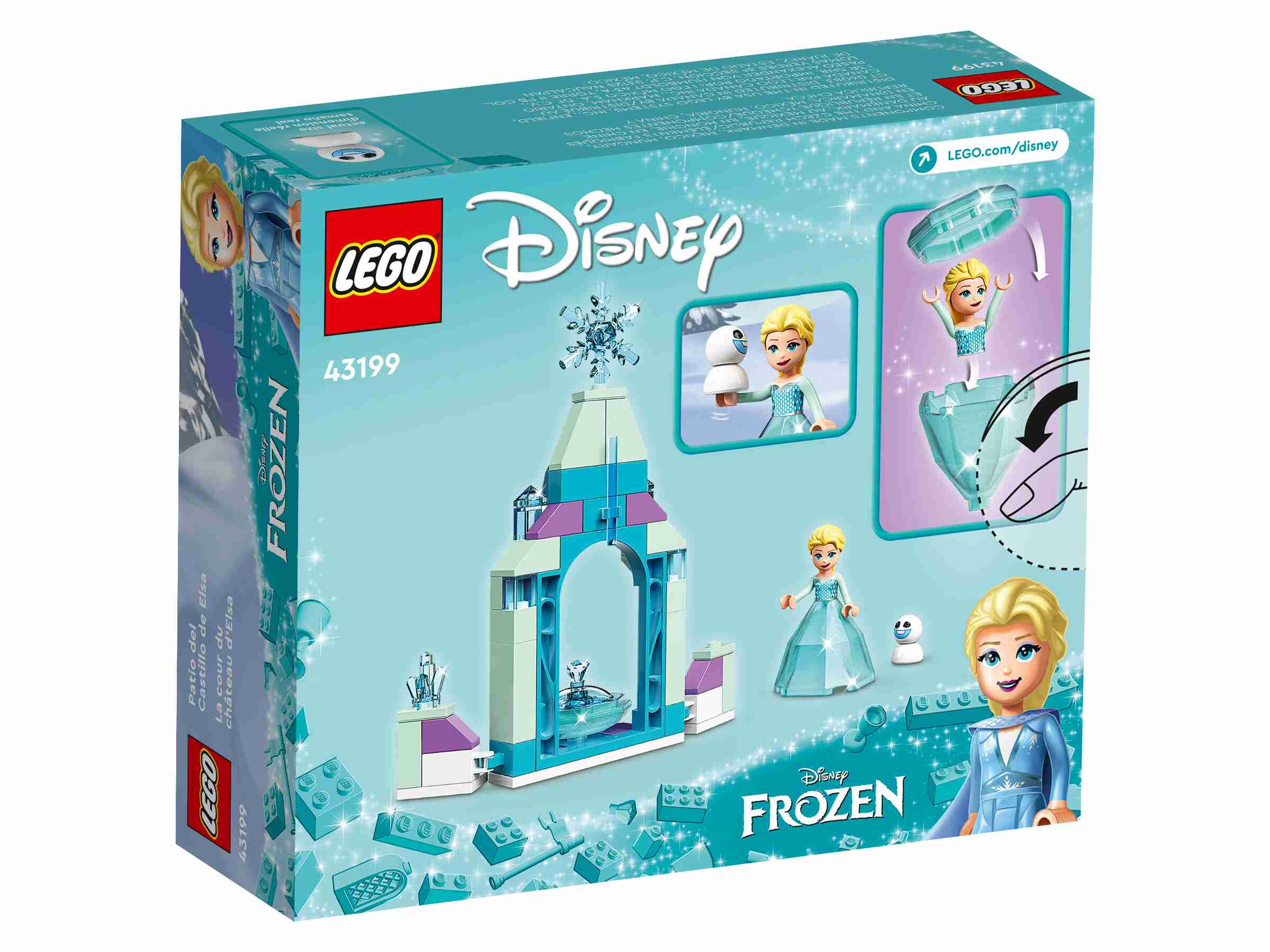 LEGO 43199 Disney - Elsas Schlosshof, Die Eiskönigin 2, Mini-Schneemann, Elsa