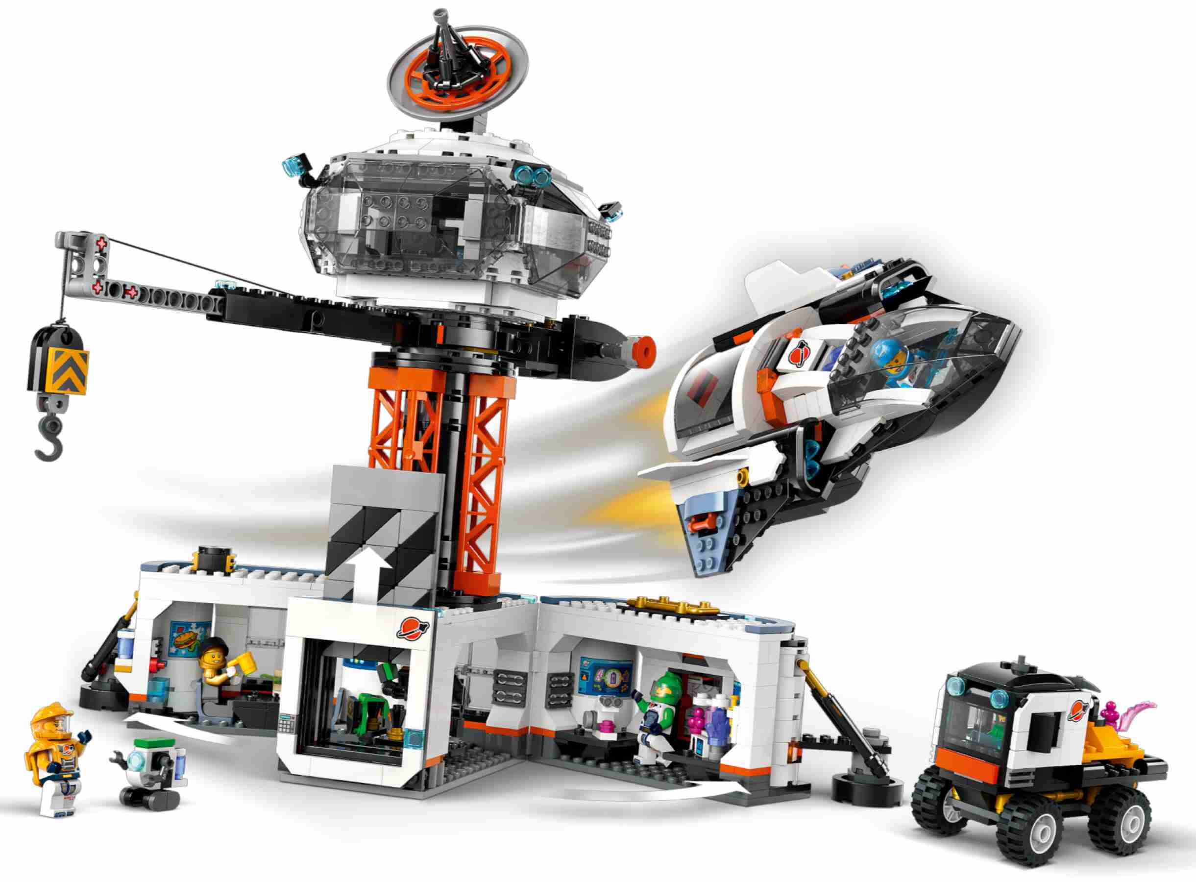 LEGO 60434 City Raumbasis mit Startrampe, 6 Minifiguren, Roboter und 2 Aliens
