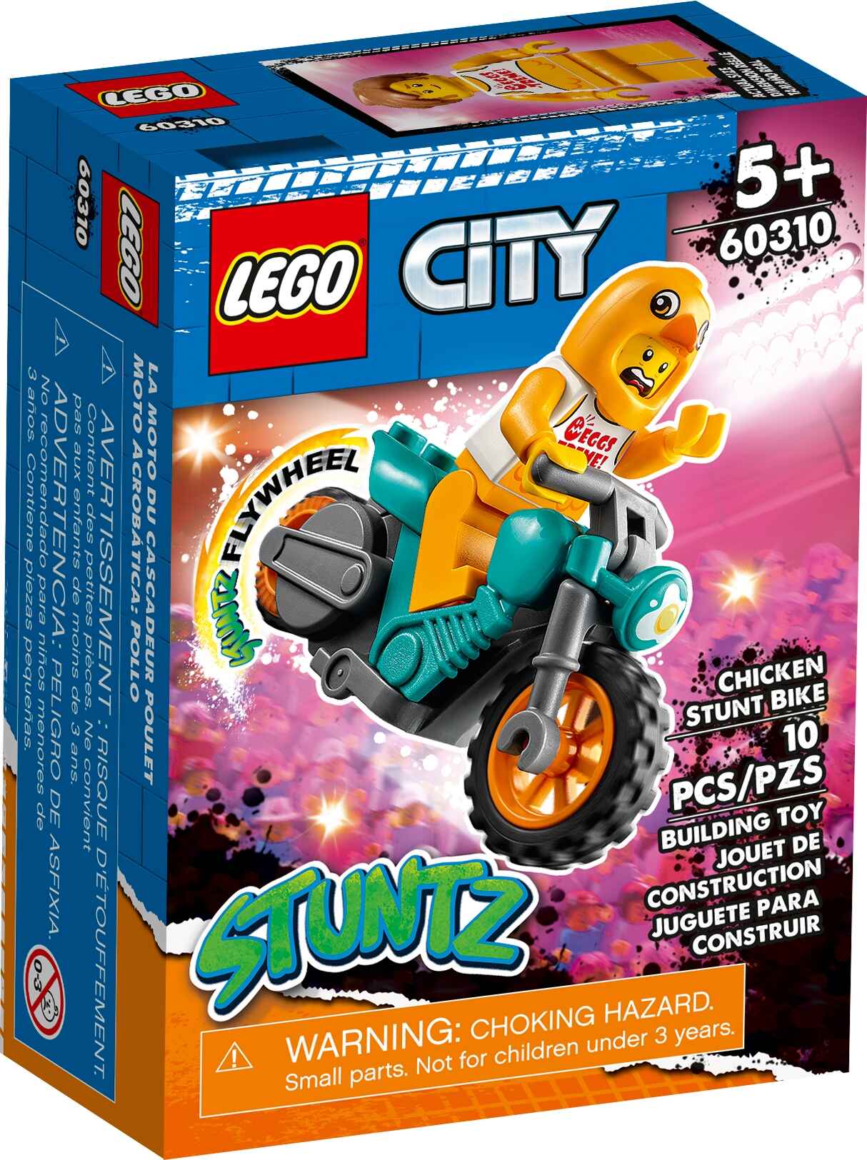 LEGO 60310 City Stuntz Maskottchen-Stuntbike Schwungradantrieb, 1 Minifigur