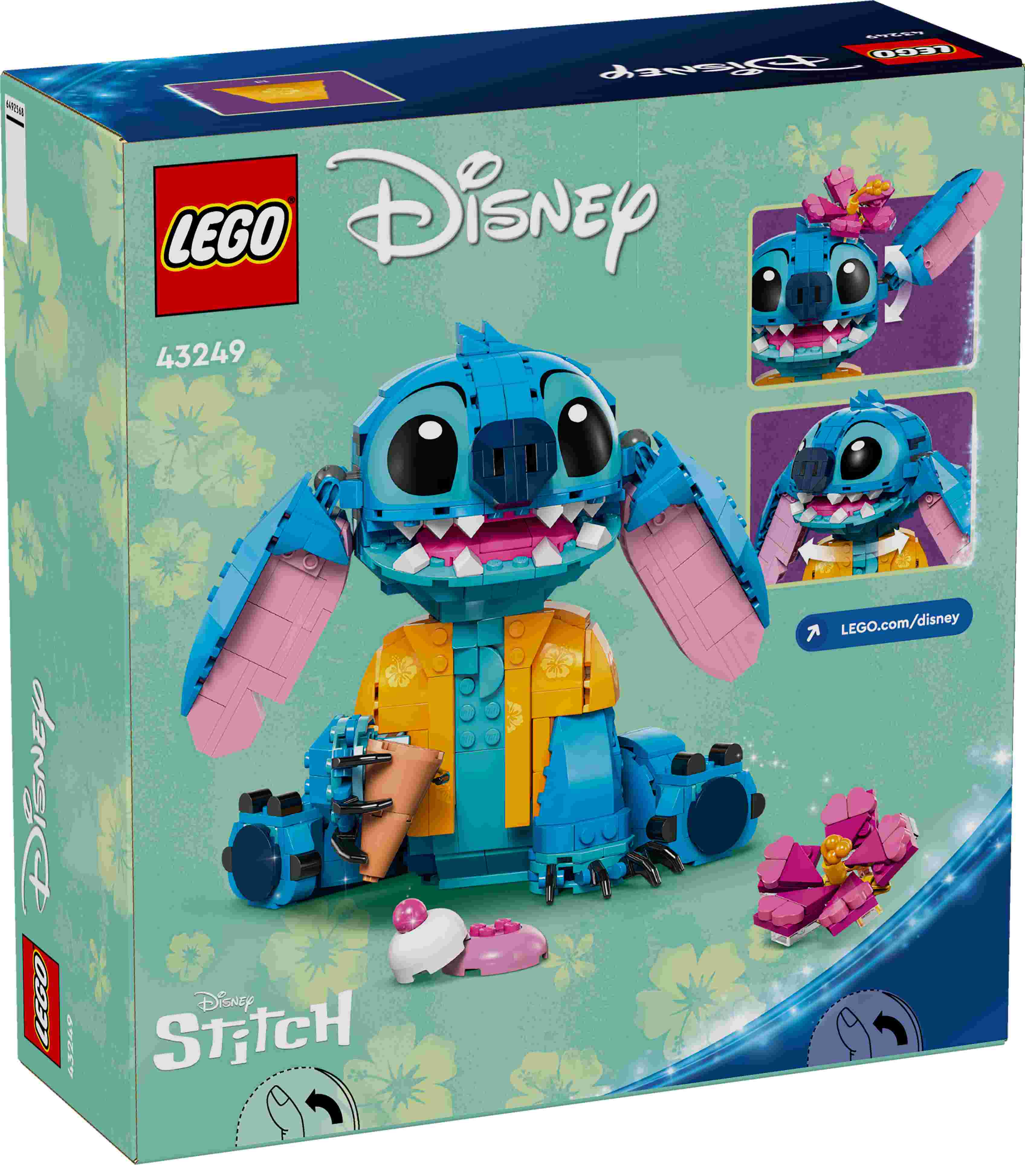 LEGO 43249 Disney Stitch, Eiswaffel, Blume, beweglicher Kopf und Ohren