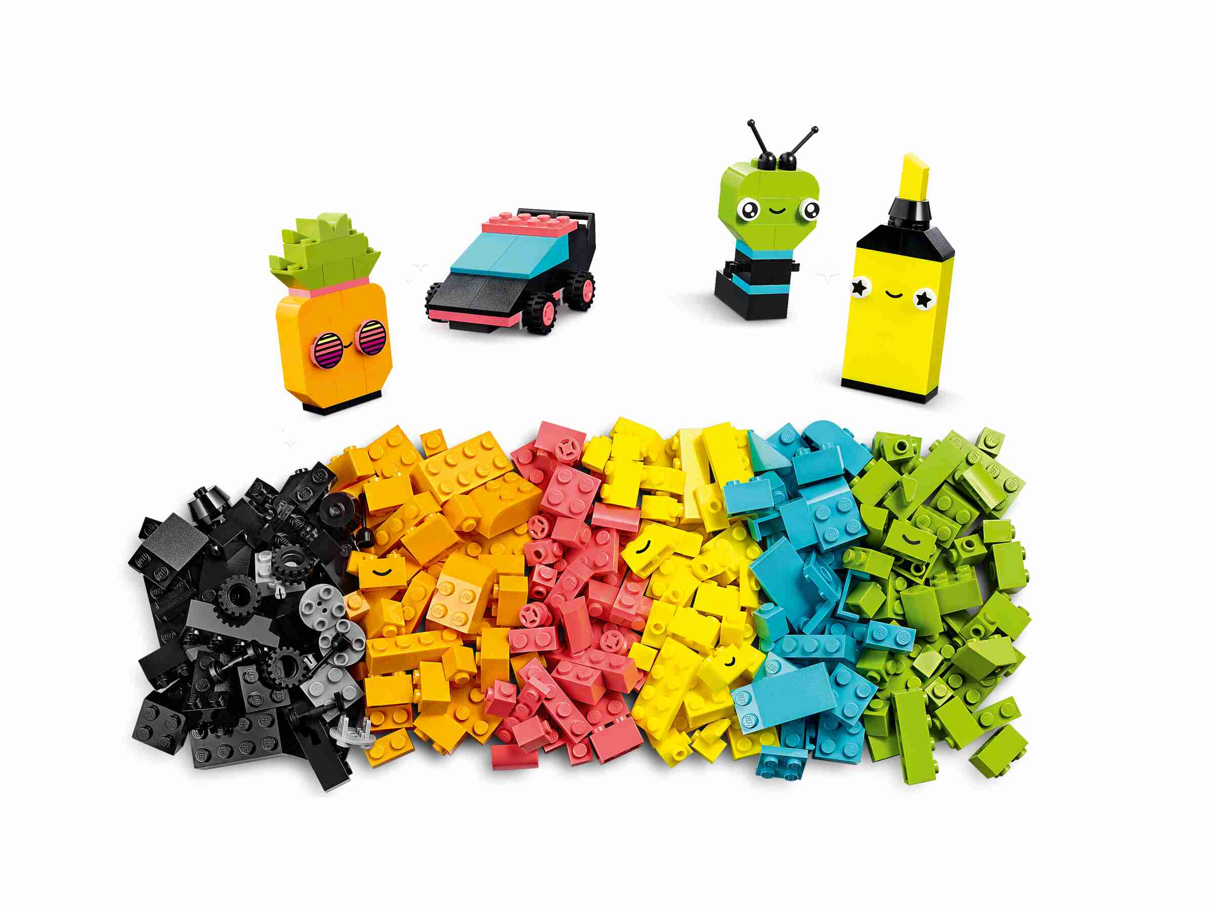 LEGO 11027 Classic Neon Kreativ-Bauset, Bauanleitungen für 5 Modelle
