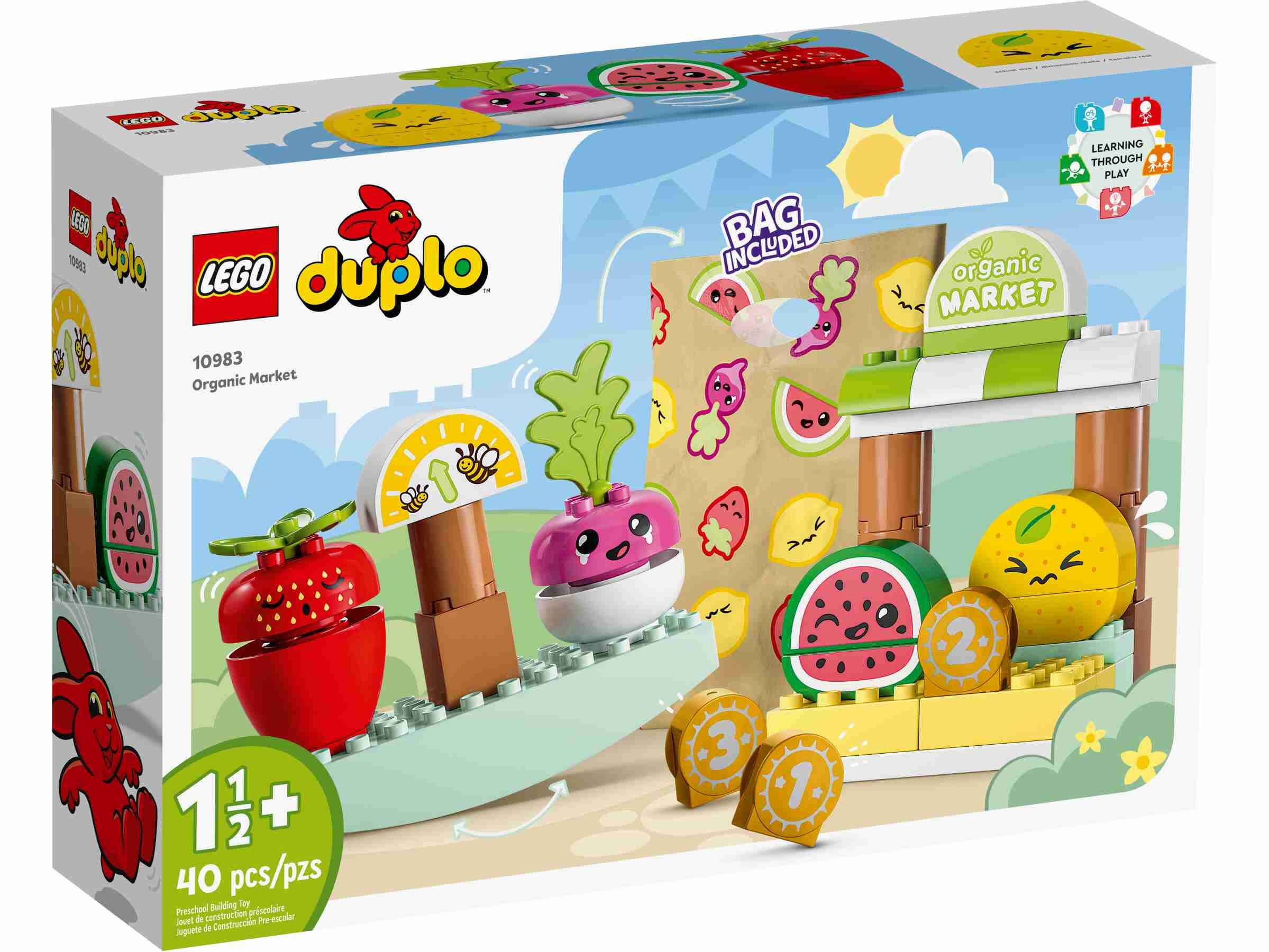 LEGO 10983 DUPLO My First Biomarkt, Obst, Gemüse, Gemüsewaage, Stofftasche