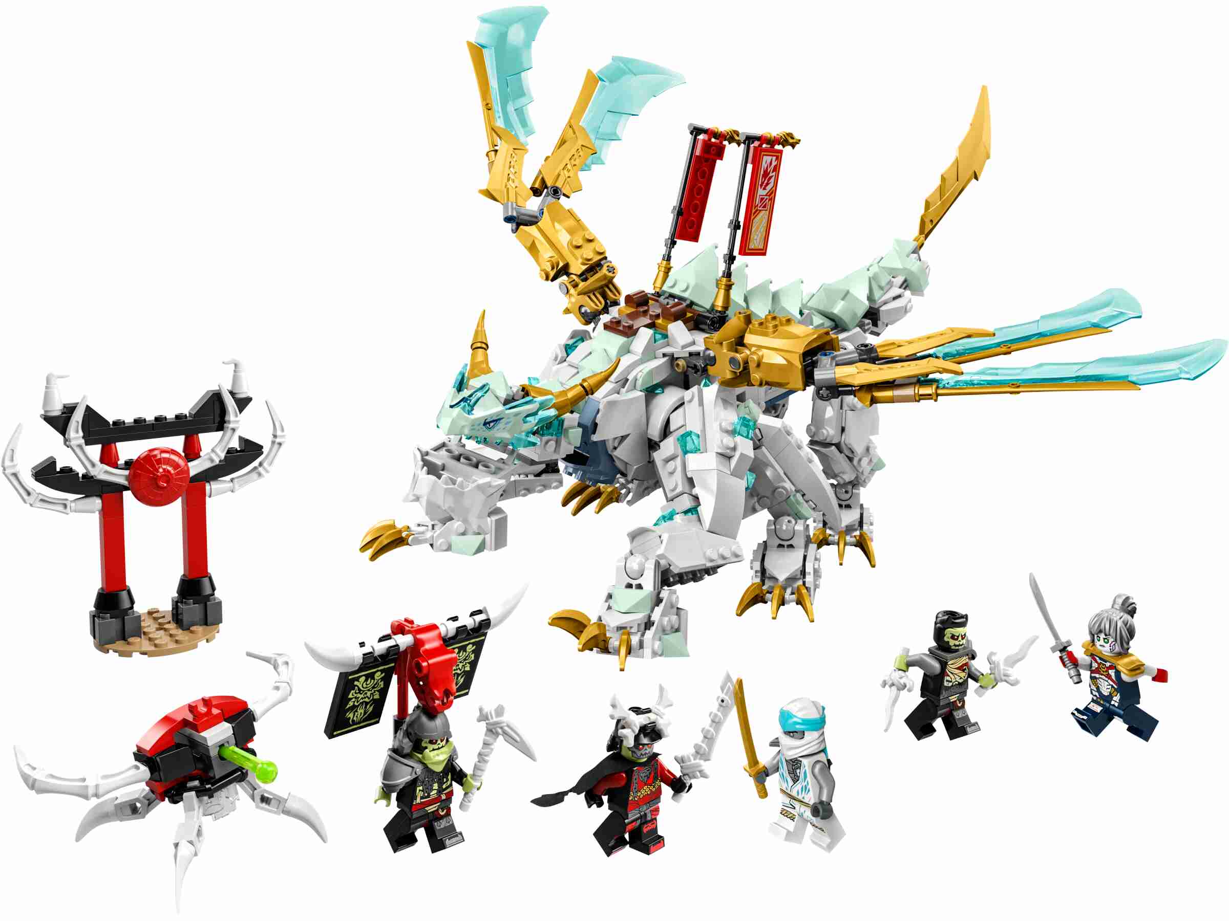 LEGO 71786 NINJAGO Zanes Eisdrache, 2-in-1-Modell,  Zane, Pixal, 3 Bösewichte